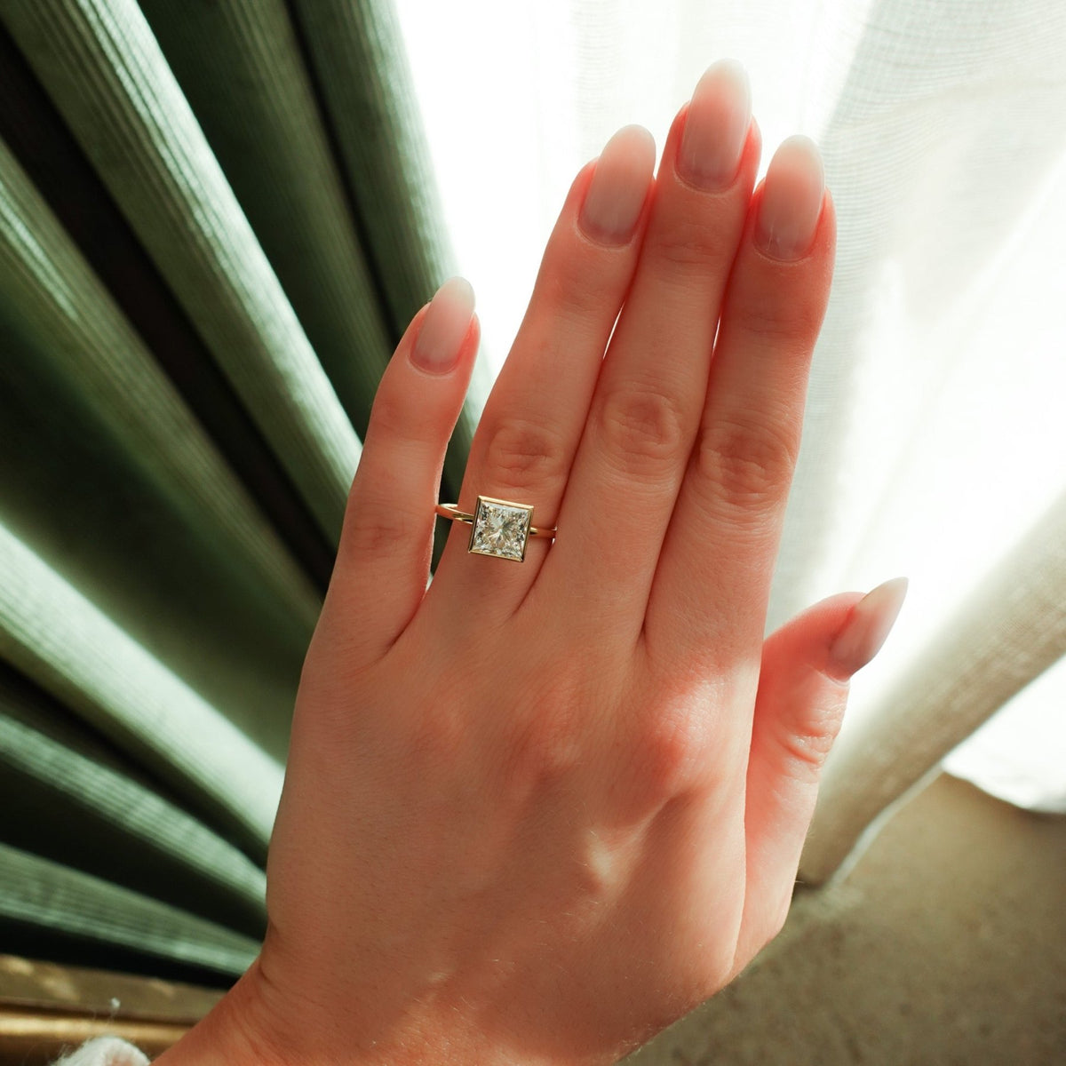 Penumbra Bezel Set Engagement Ring With Princess Cut - GOODSTONE