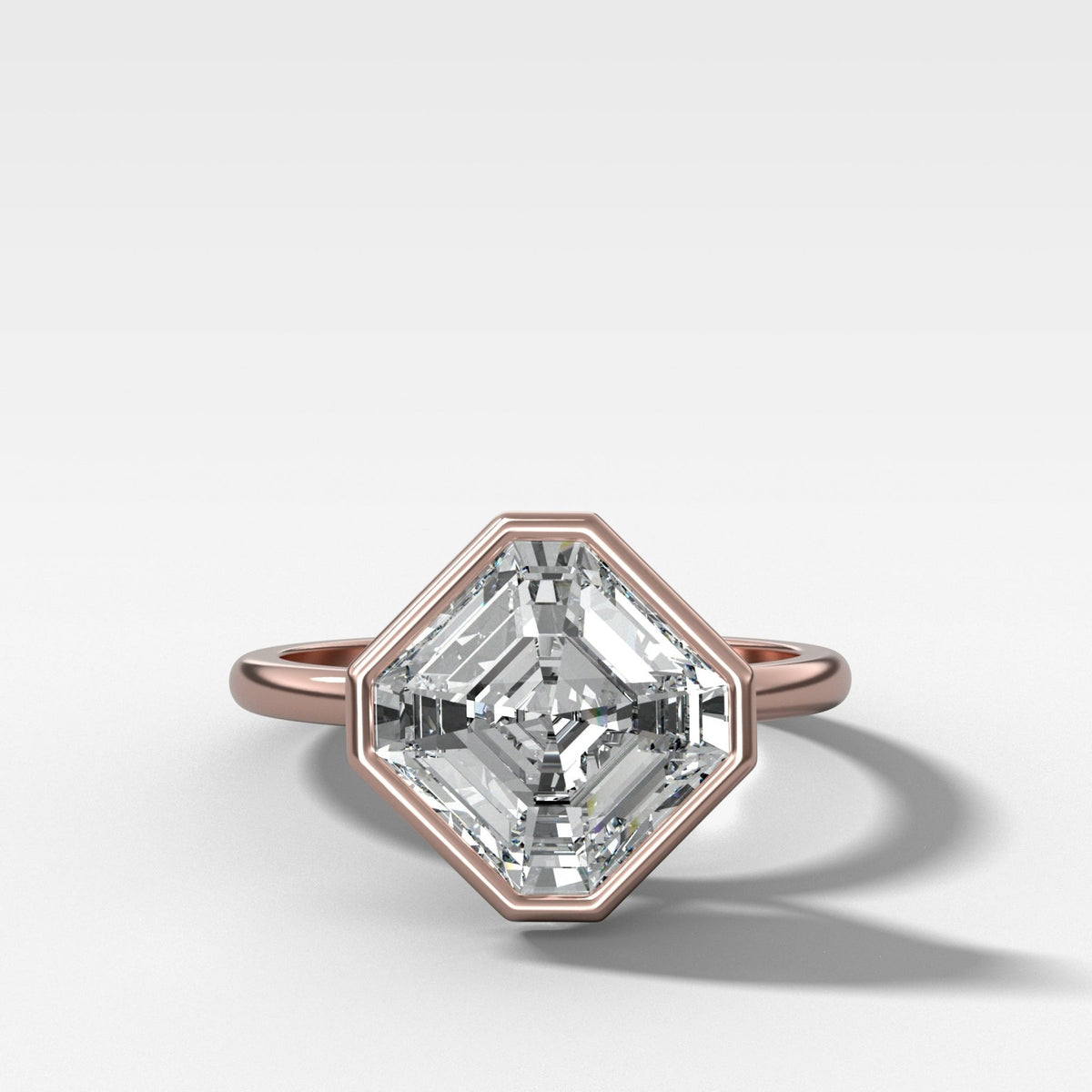 Penumbra Bezel Set Engagement Ring With Tilted Asscher Cut - GOODSTONE