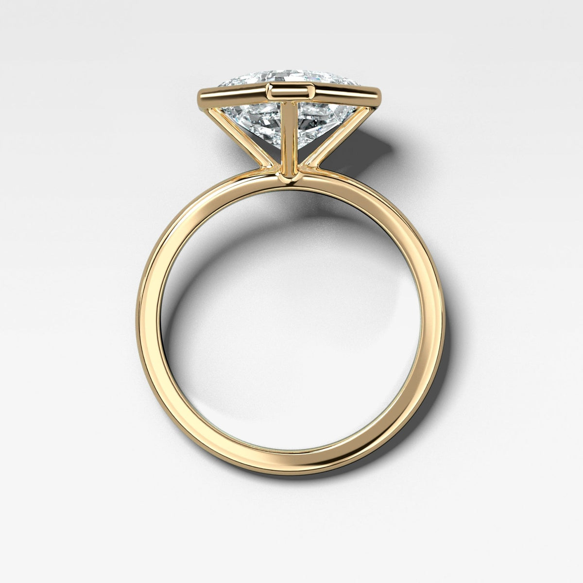 Penumbra Bezel Set Engagement Ring With Tilted Asscher Cut - GOODSTONE