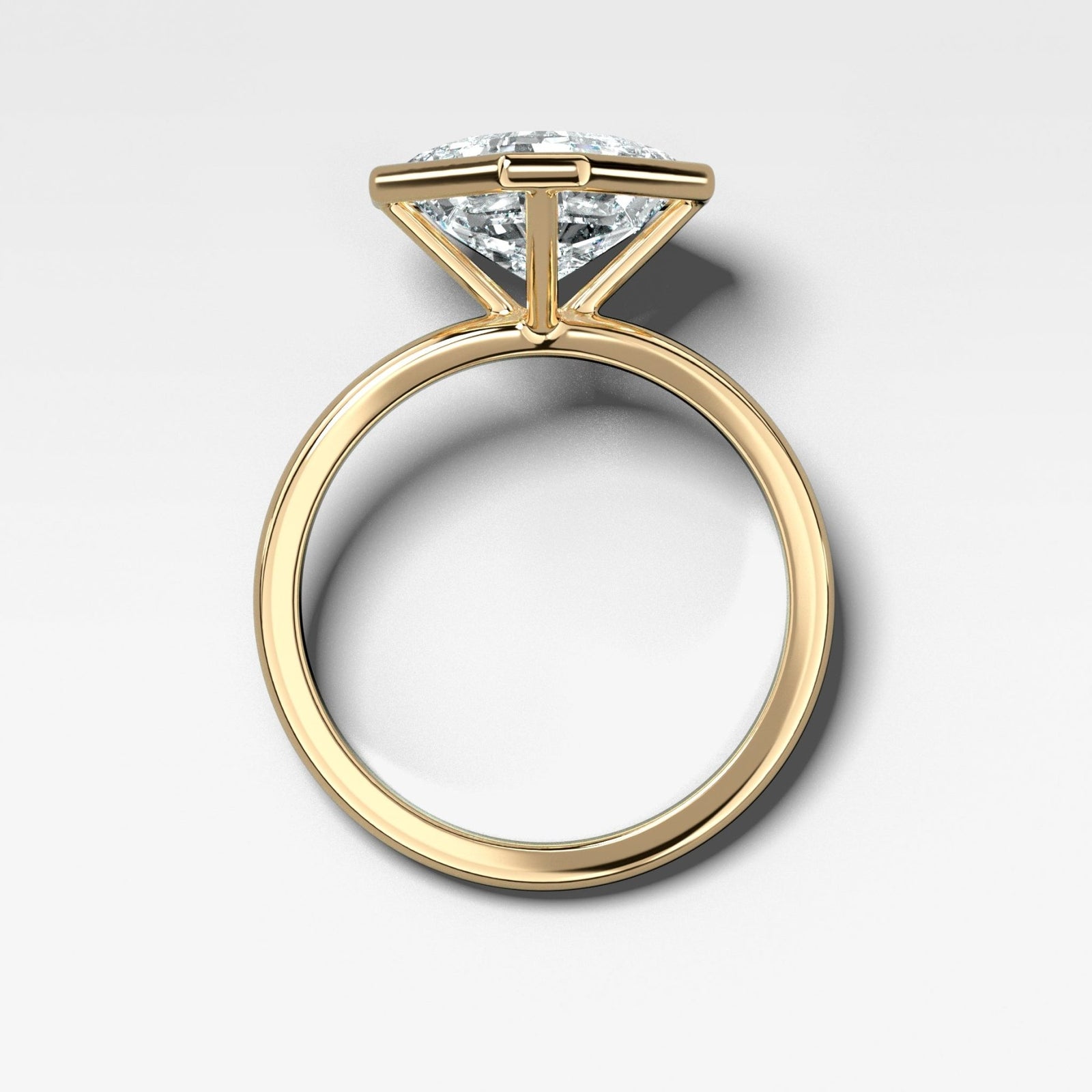 Penumbra Bezel Set Engagement Ring With Tilted Asscher Cut - GOODSTONE