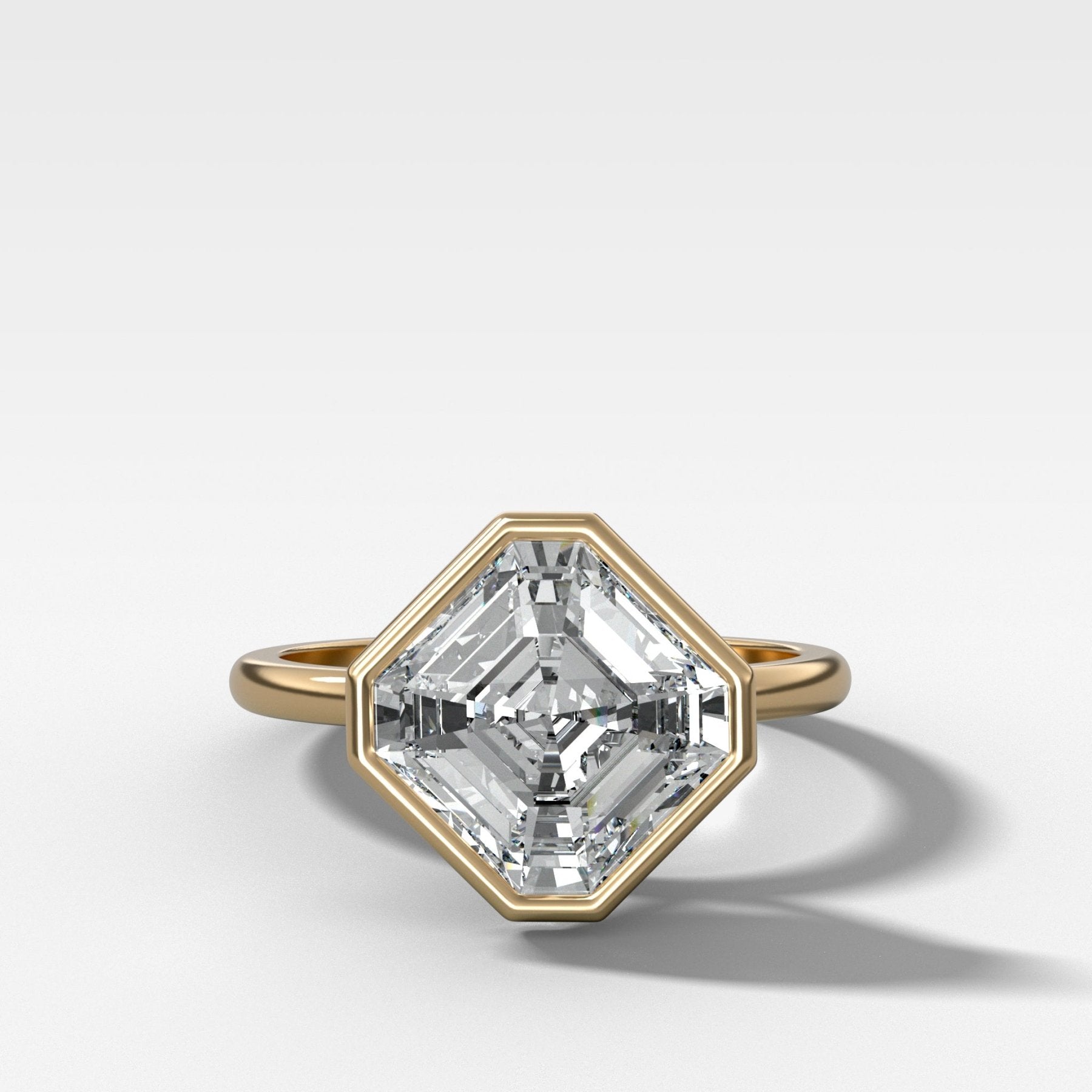 Penumbra Bezel Set Engagement Ring With Tilted Asscher Cut - GOODSTONE