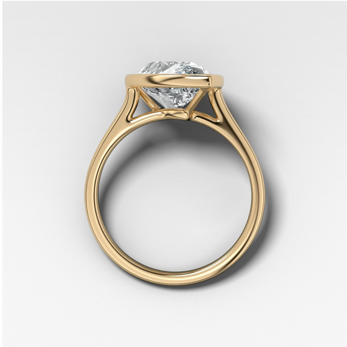 Penumbra Bezel Set Engagement Ring With Tilted Pear Cut - GOODSTONE