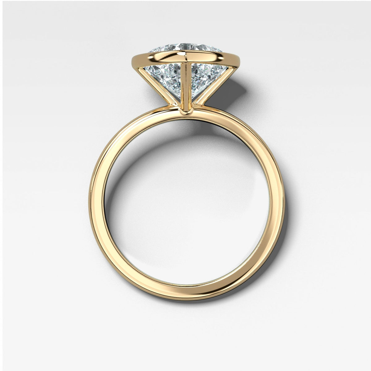 Penumbra Bezel Set Engagement Ring With Tilted Square Cushion Cut - GOODSTONE