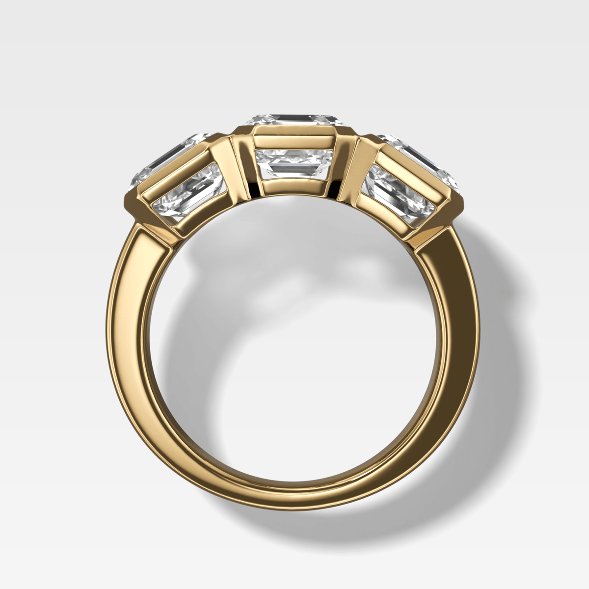 Penumbra Bezel Triad Engagement Ring With Asscher Cut Diamonds - GOODSTONE