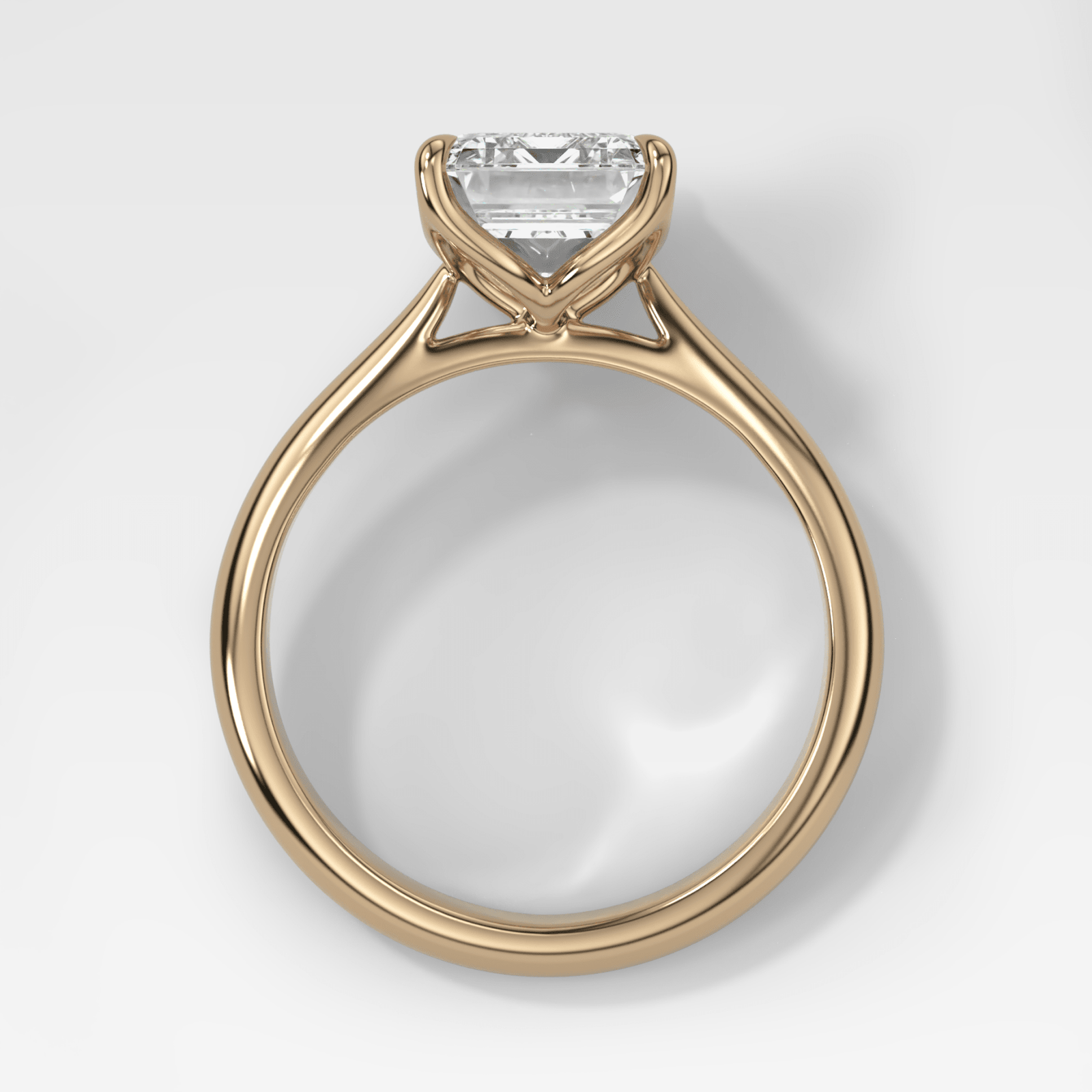 Petal Cathedral Solitaire with Emerald Cut Diamond - GOODSTONE