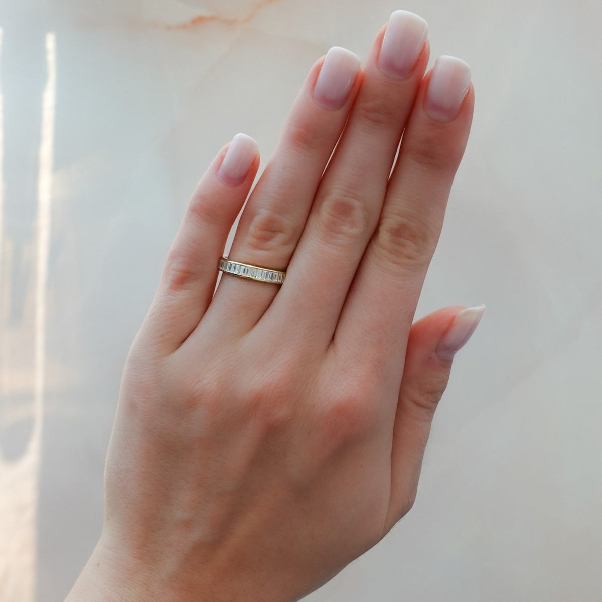 Petite Baguette Channel Set Halfway Wedding Band - GOODSTONE