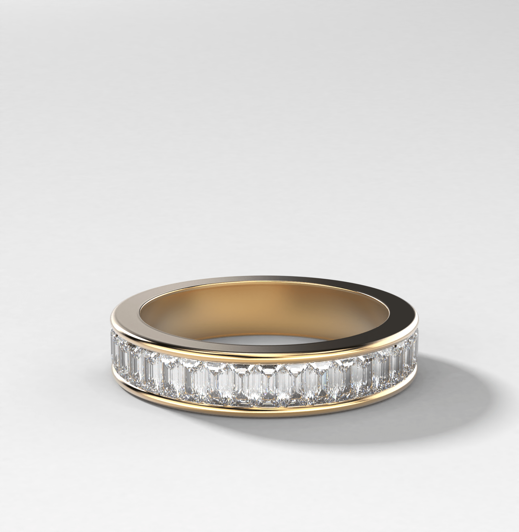 Petite Baguette Channel Set Halfway Wedding Band - GOODSTONE