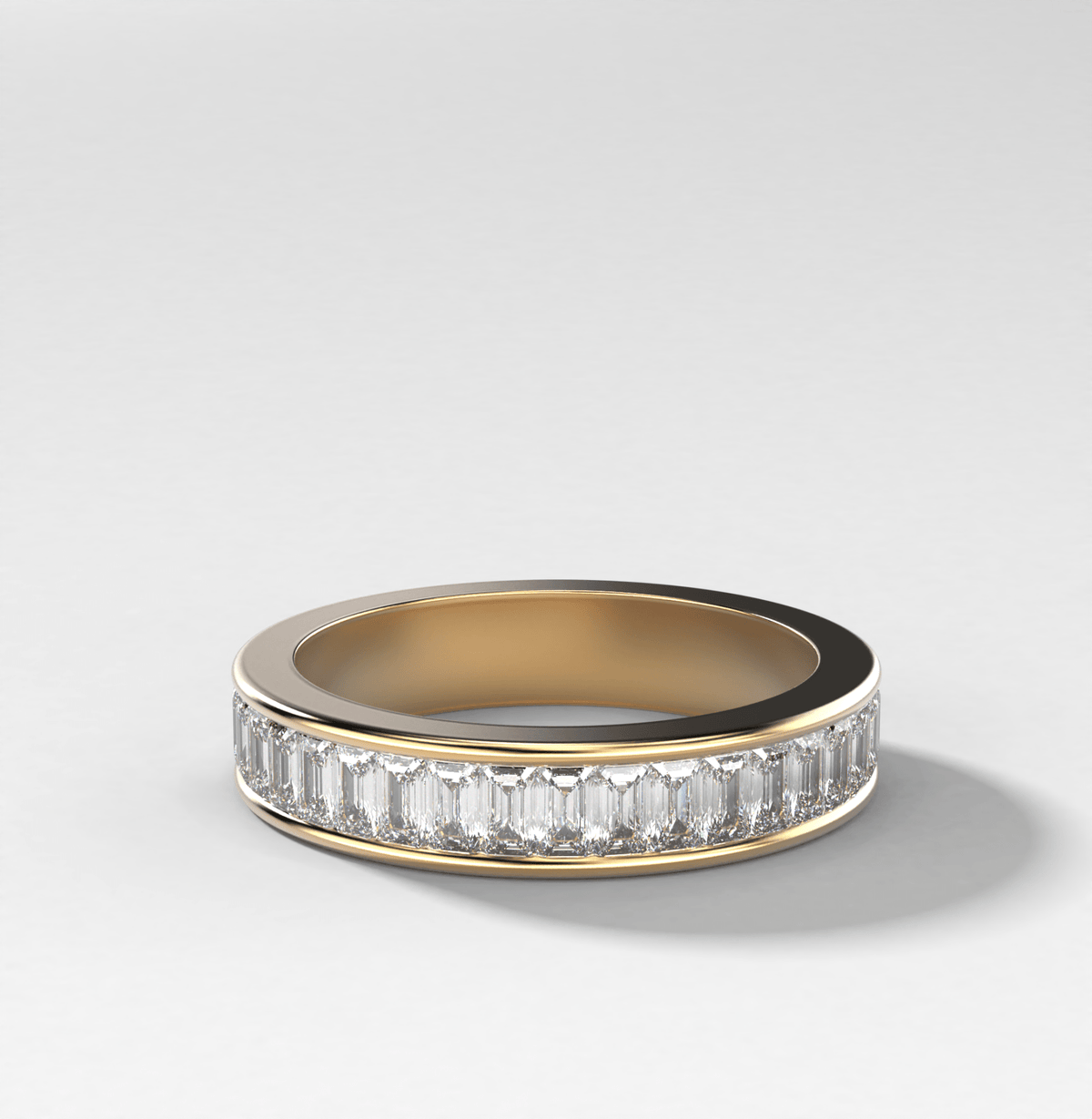 Petite Baguette Channel Set Halfway Wedding Band - GOODSTONE