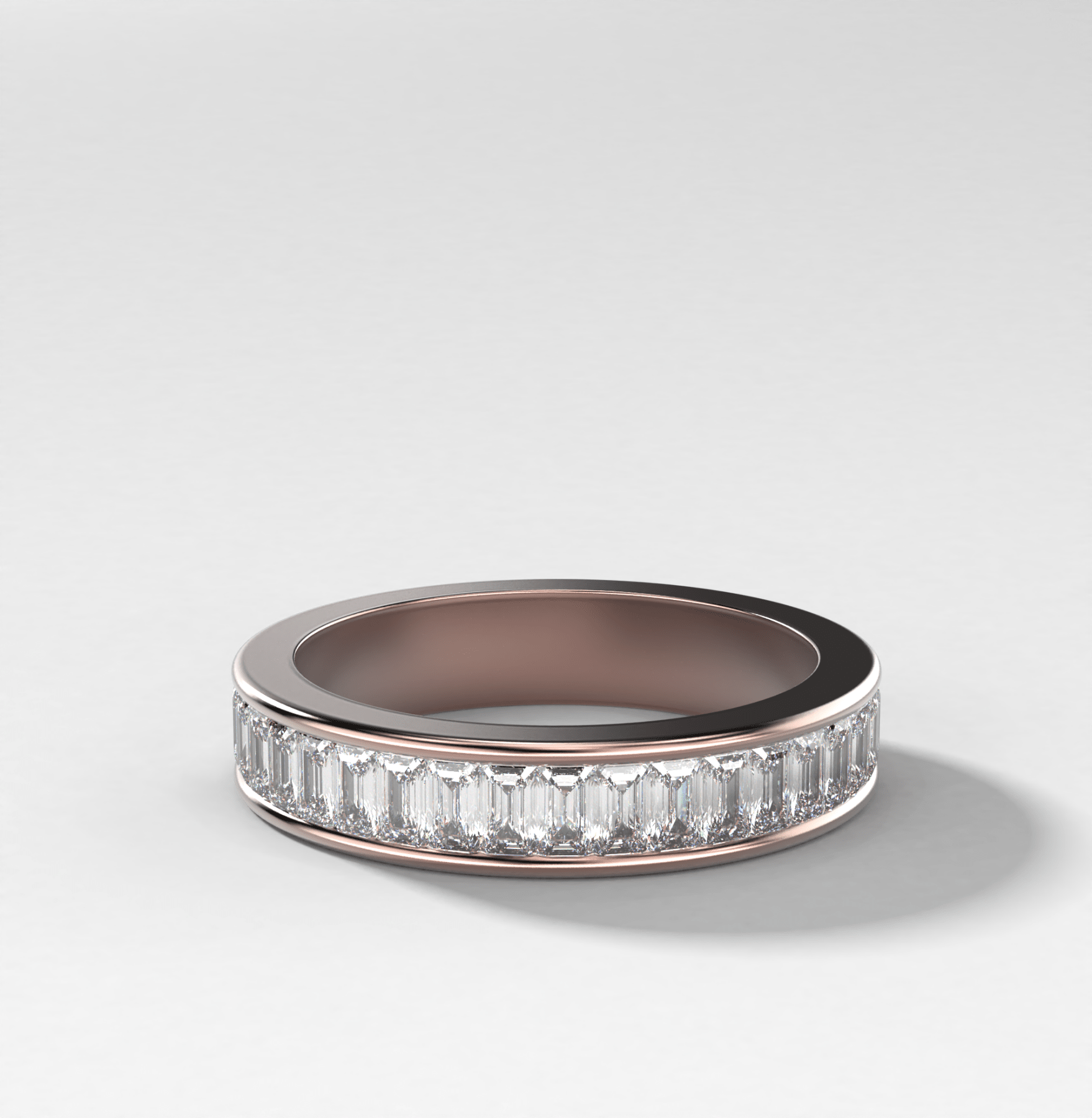 Petite Baguette Channel Set Halfway Wedding Band - GOODSTONE