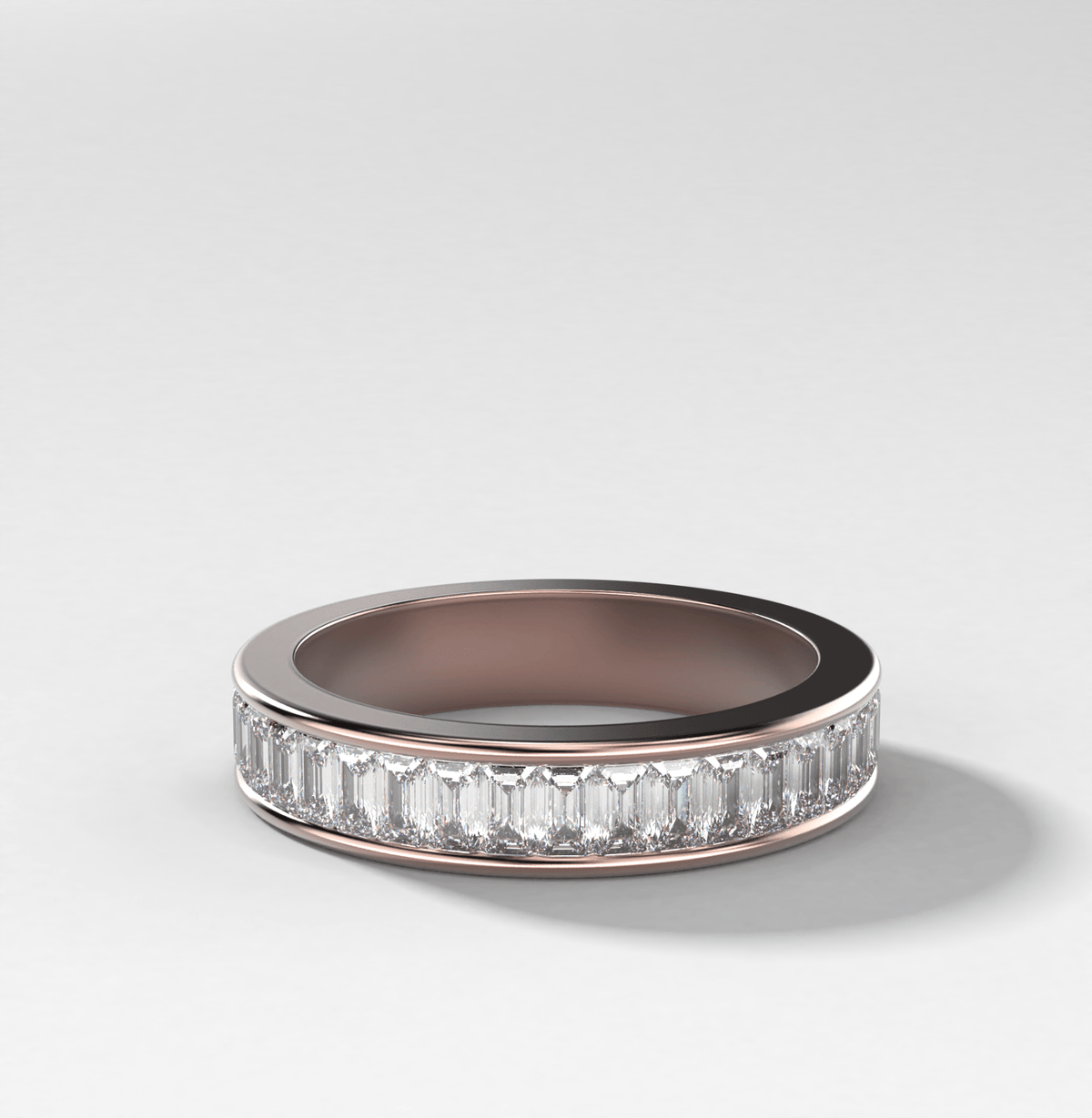Petite Baguette Channel Set Halfway Wedding Band - GOODSTONE