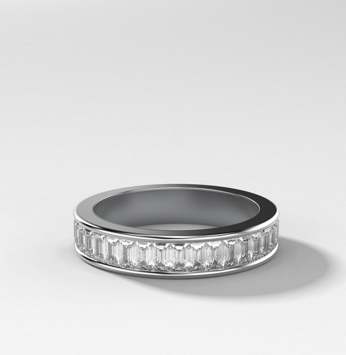 Petite Baguette Channel Set Halfway Wedding Band - GOODSTONE