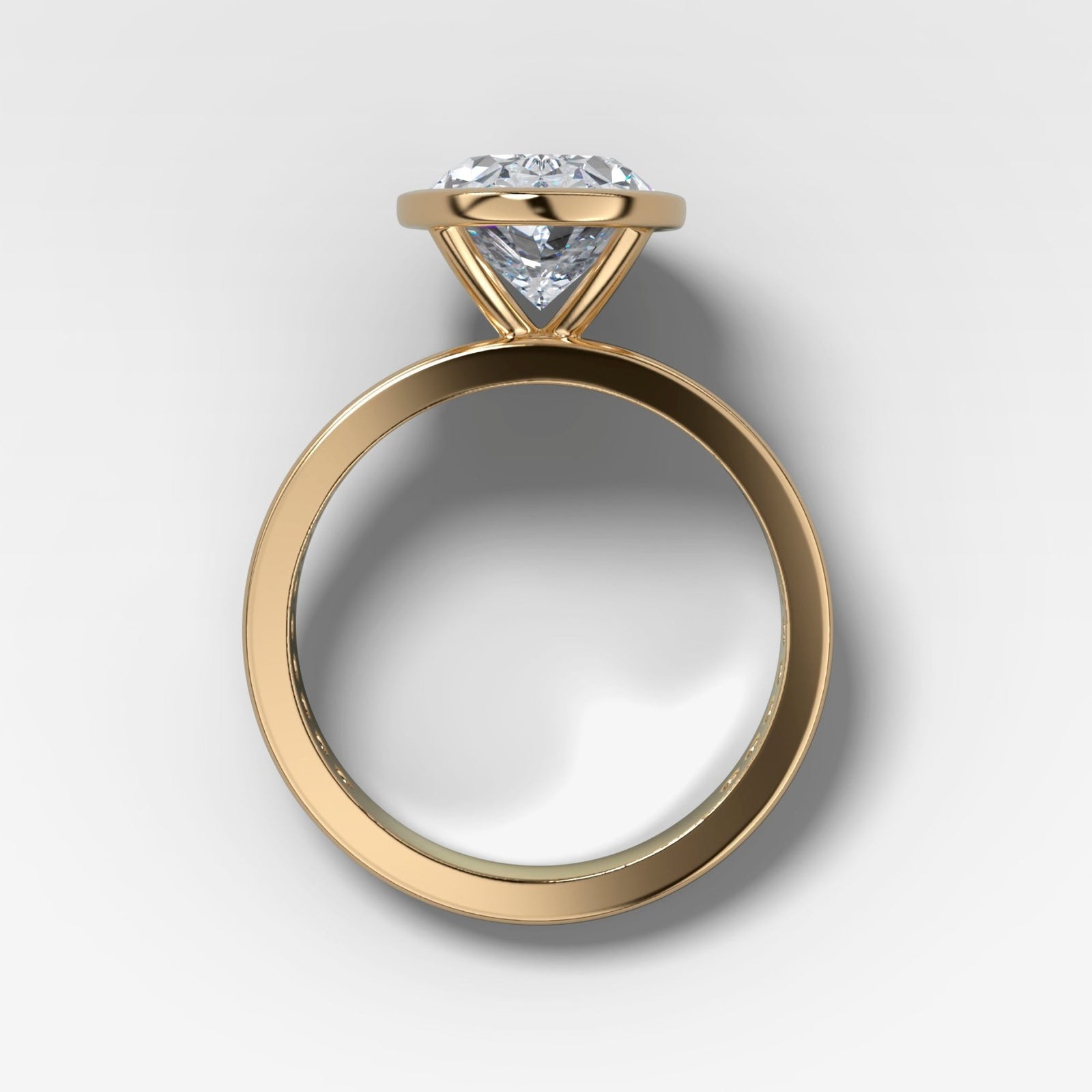 Petite Channel Bezel Set Engagement Ring with Oval Cut Diamond - GOODSTONE