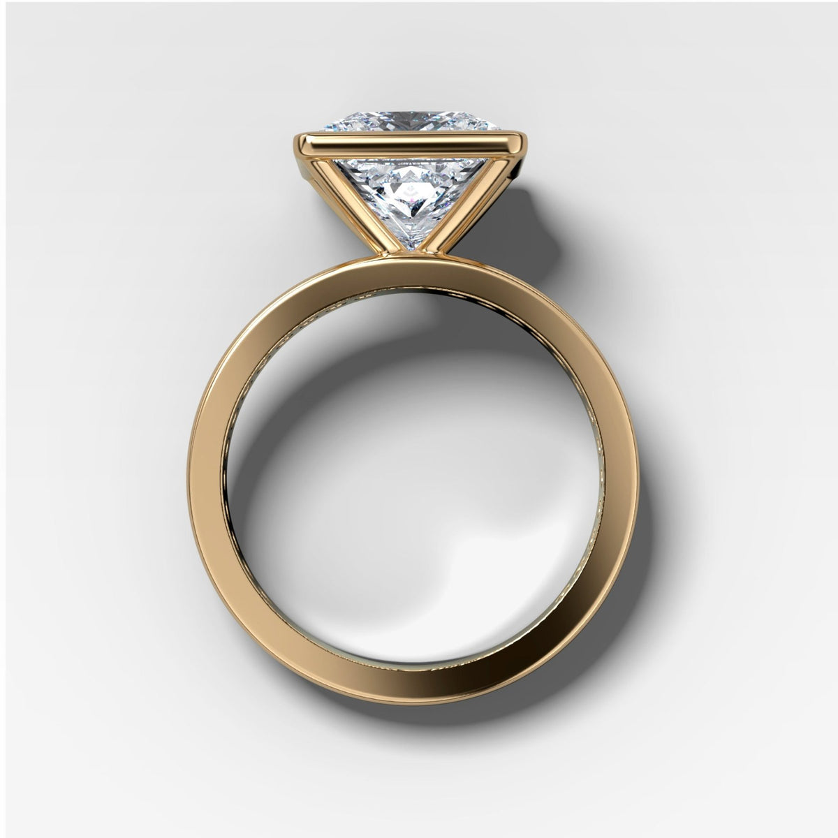 Petite Channel Bezel Set Engagement Ring with Princess Cut Diamond - GOODSTONE