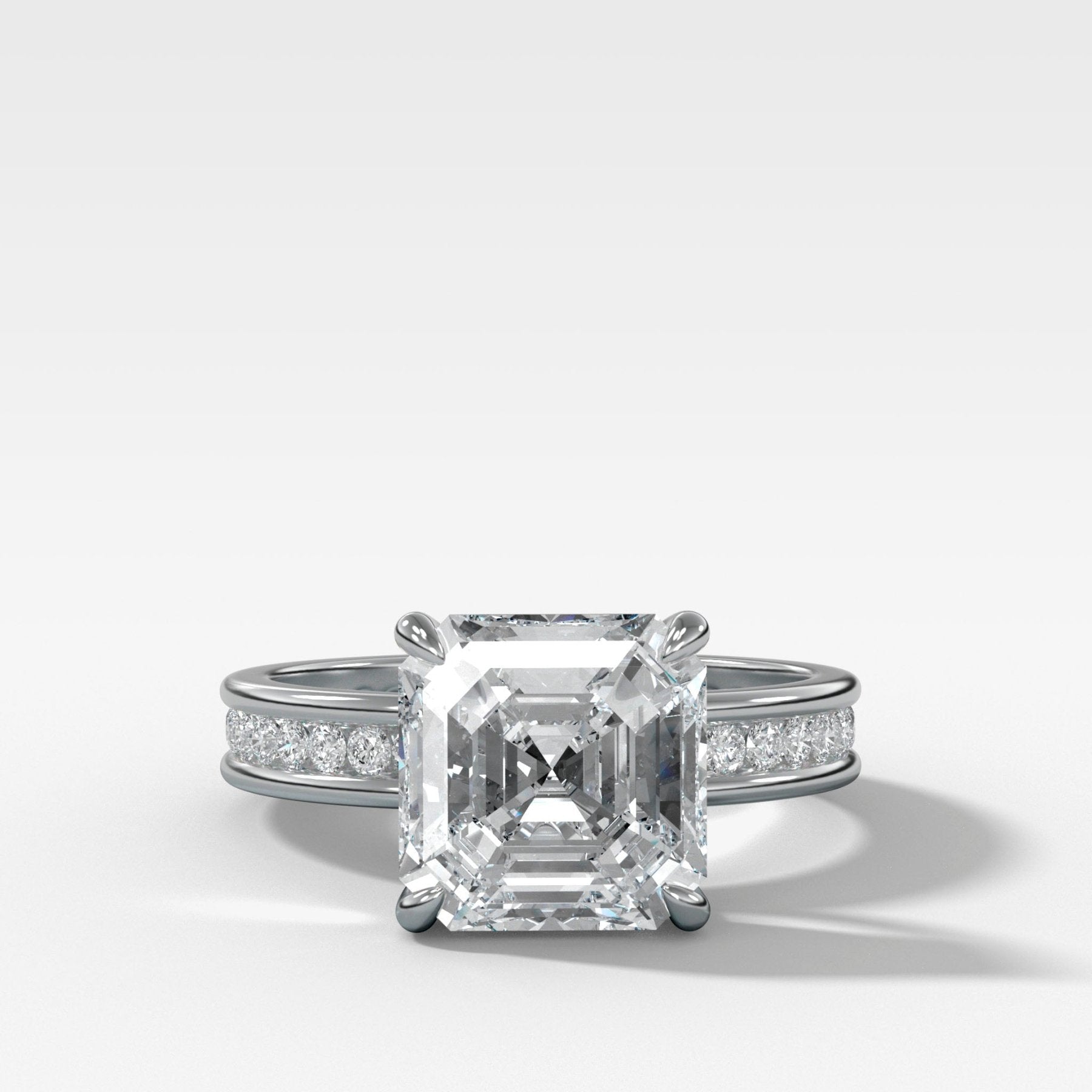 Petite Channel Set Engagement Ring with Asscher Cut Diamond - GOODSTONE