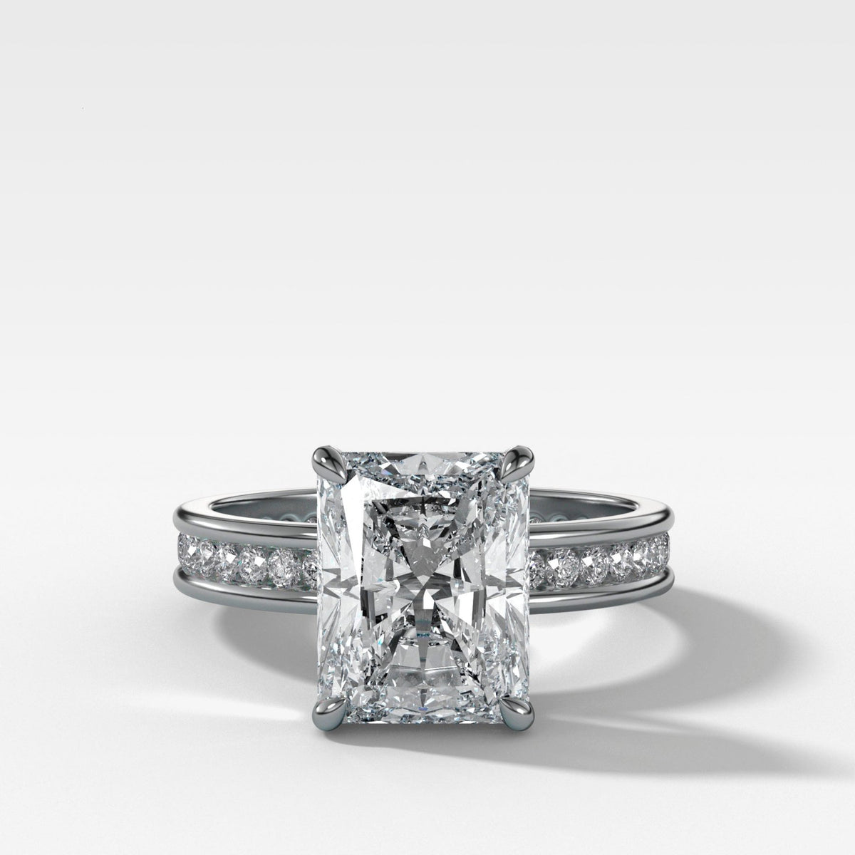 Petite Channel Set Engagement Ring with Elongated Radiant Cut Diamond - GOODSTONE
