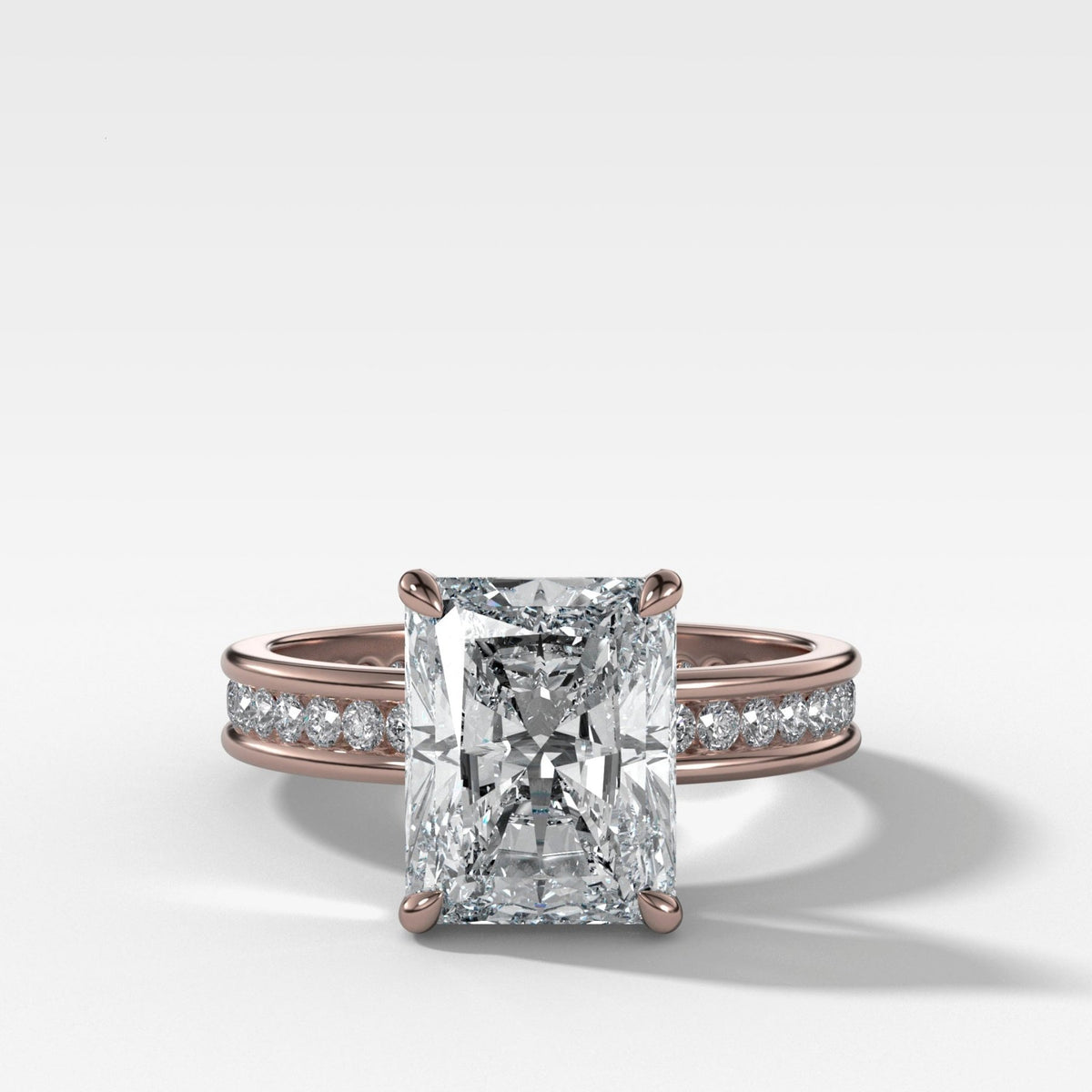 Petite Channel Set Engagement Ring with Elongated Radiant Cut Diamond - GOODSTONE