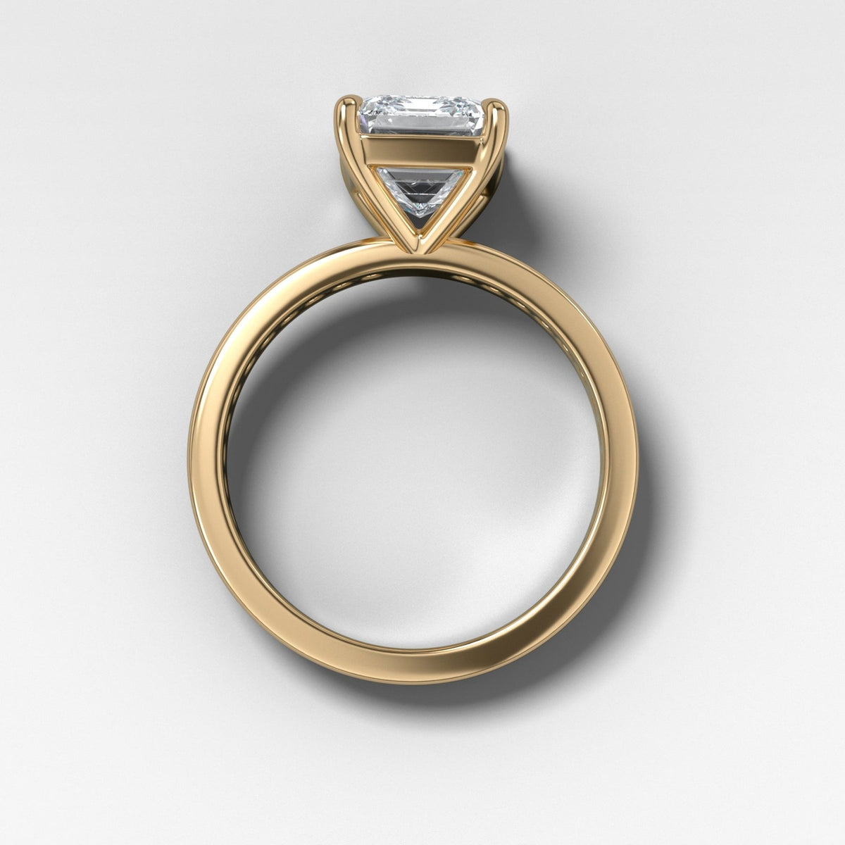 Petite Channel Set Engagement Ring with Emerald Cut Diamond - GOODSTONE