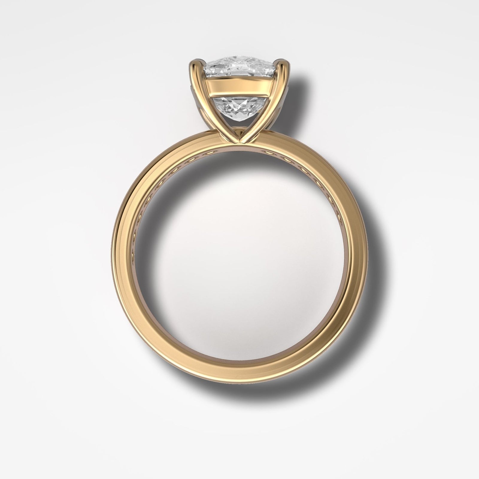 Petite Channel Set Engagement Ring with Lab Grown 3.06ct Elongated Cushion Cut Diamond - GOODSTONE