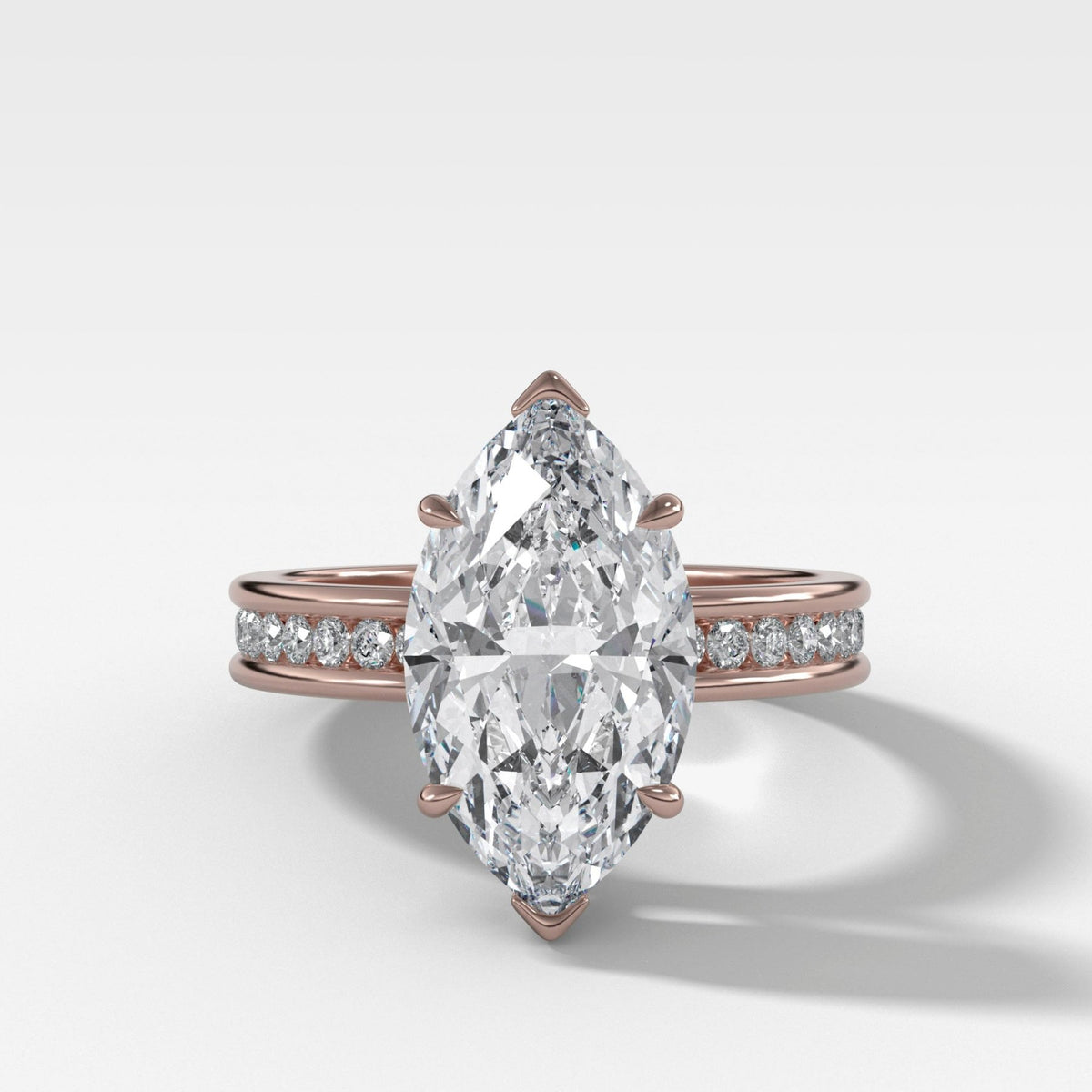 Petite Channel Set Engagement Ring with Marquise Cut Diamond - GOODSTONE