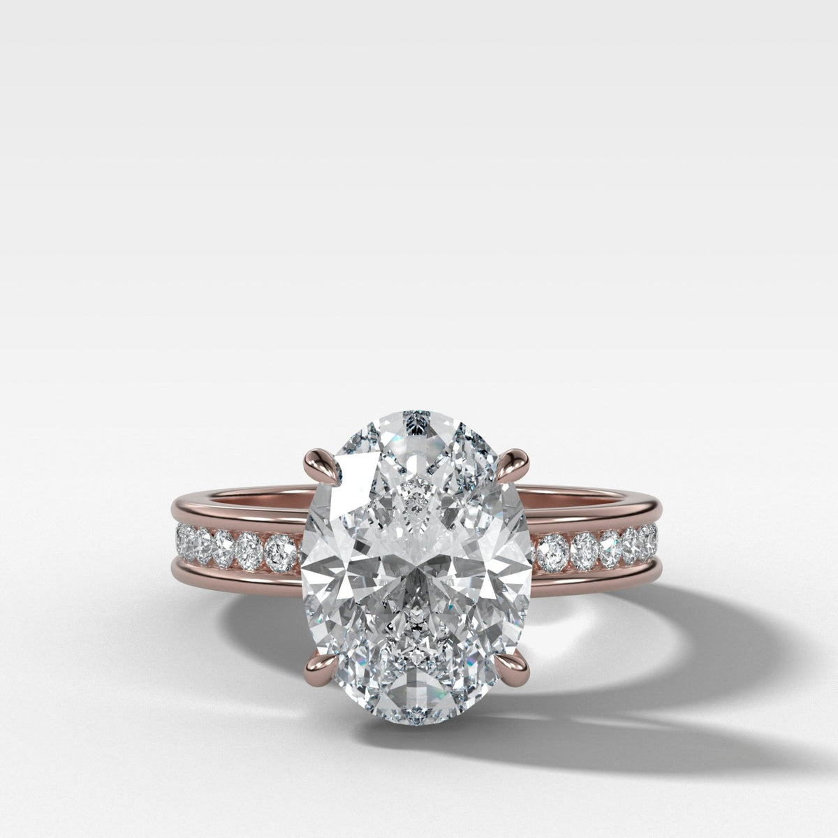 Petite Channel Set Engagement Ring with Oval Cut Diamond - GOODSTONE
