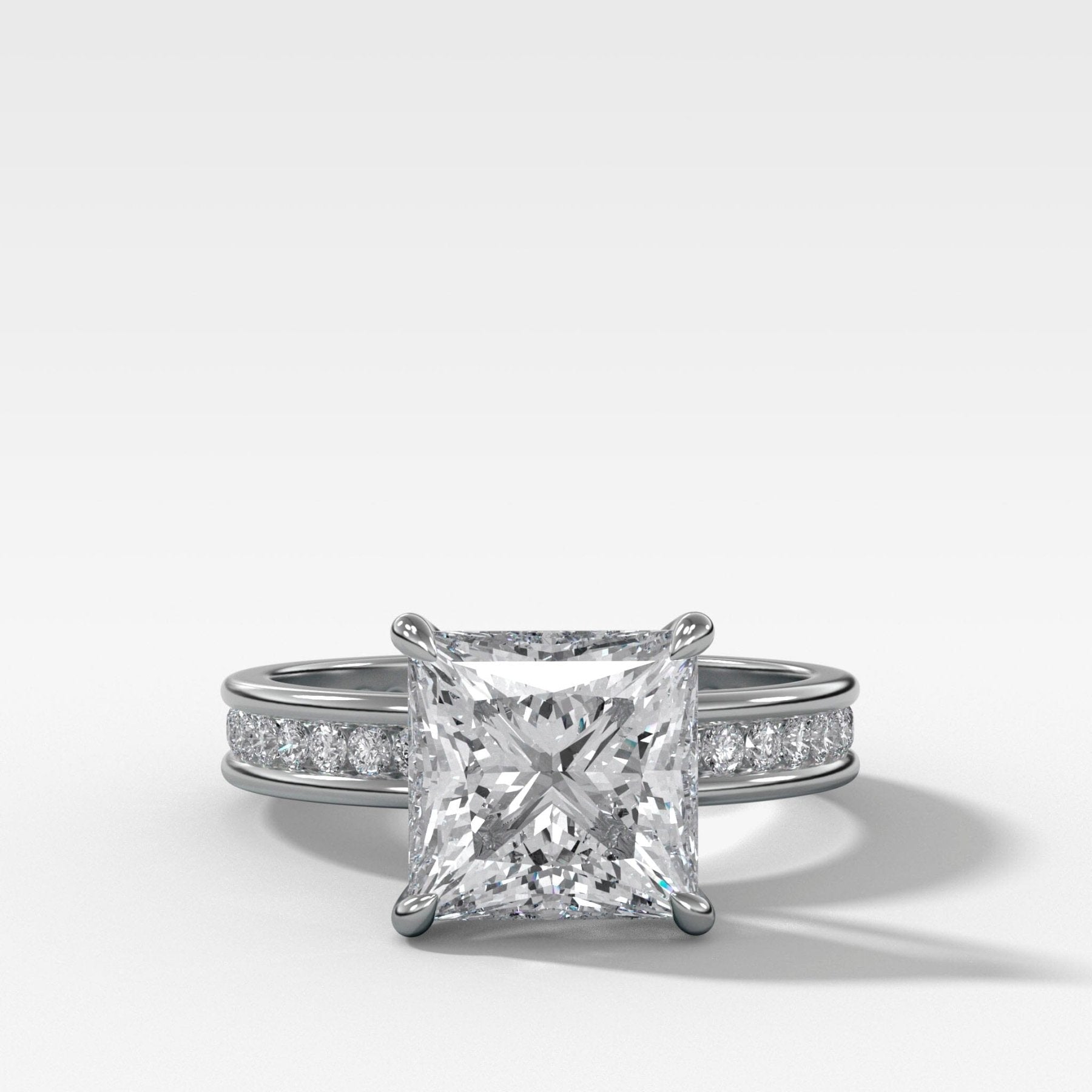 Petite Channel Set Engagement Ring with Princess Cut Diamond - GOODSTONE
