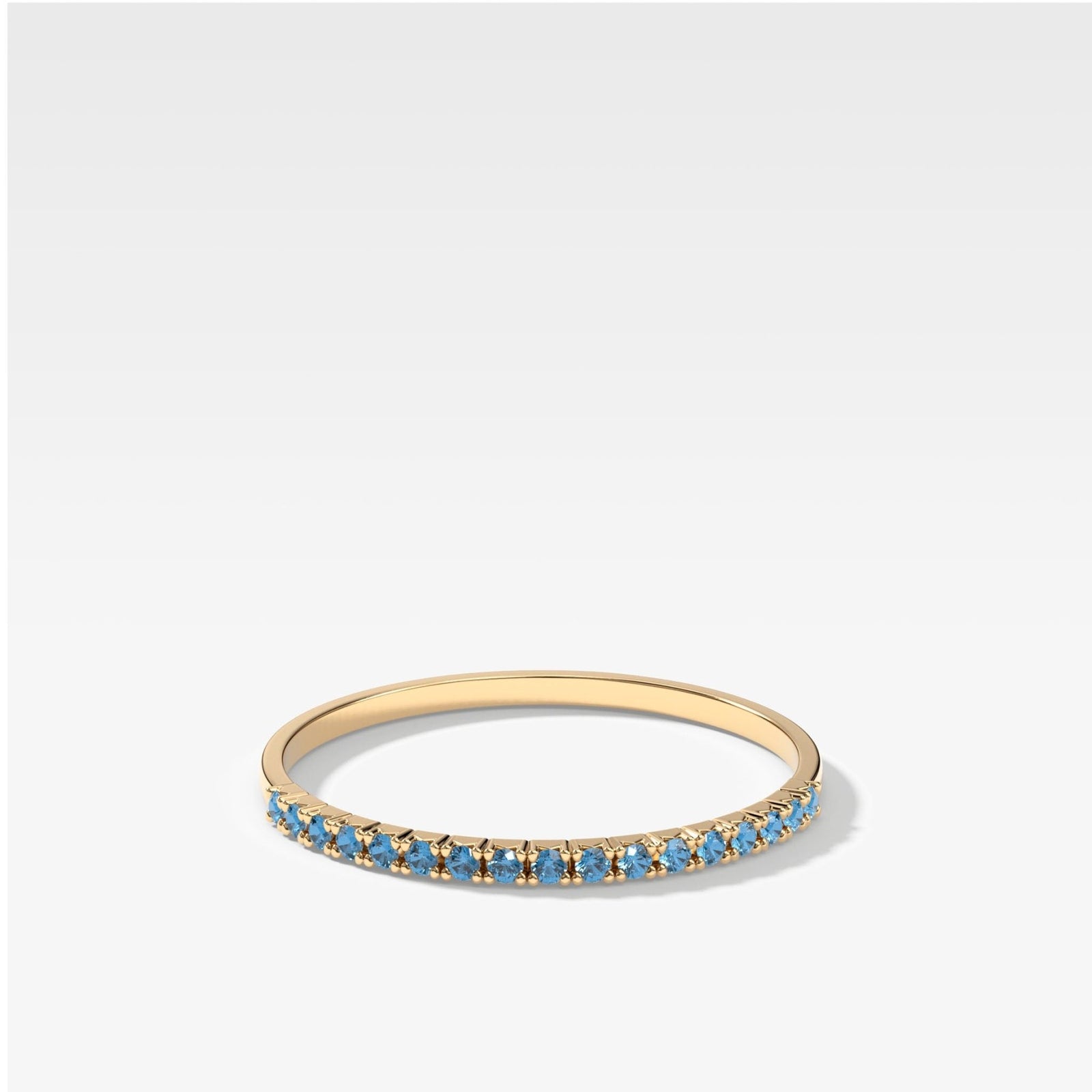 Petite French Pavé Wedding Band With Aquamarine - GOODSTONE