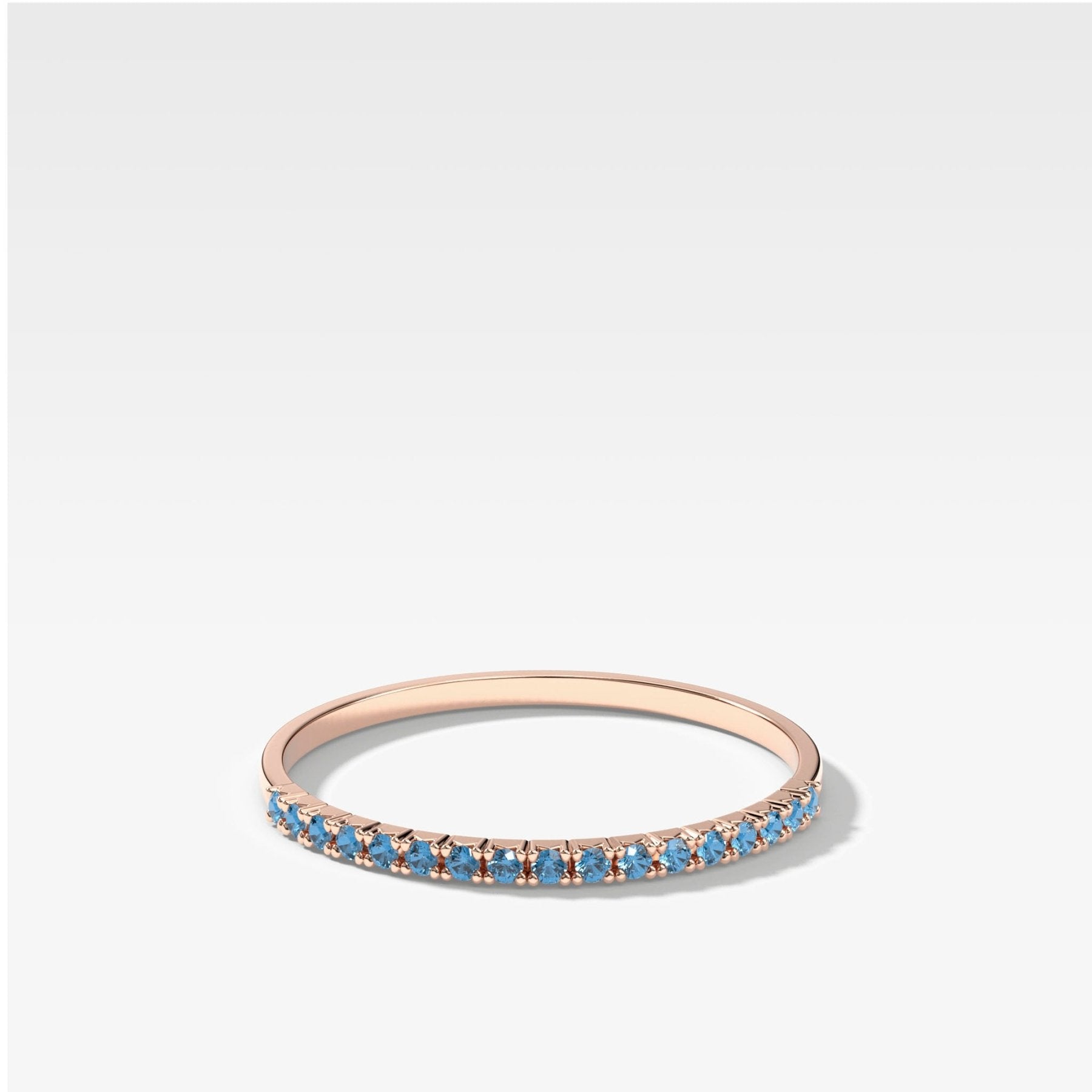 Petite French Pavé Wedding Band With Aquamarine - GOODSTONE