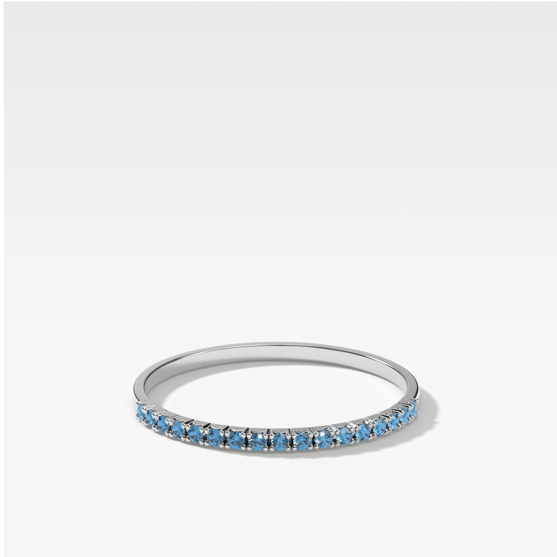 Petite French Pavé Wedding Band With Aquamarine - GOODSTONE