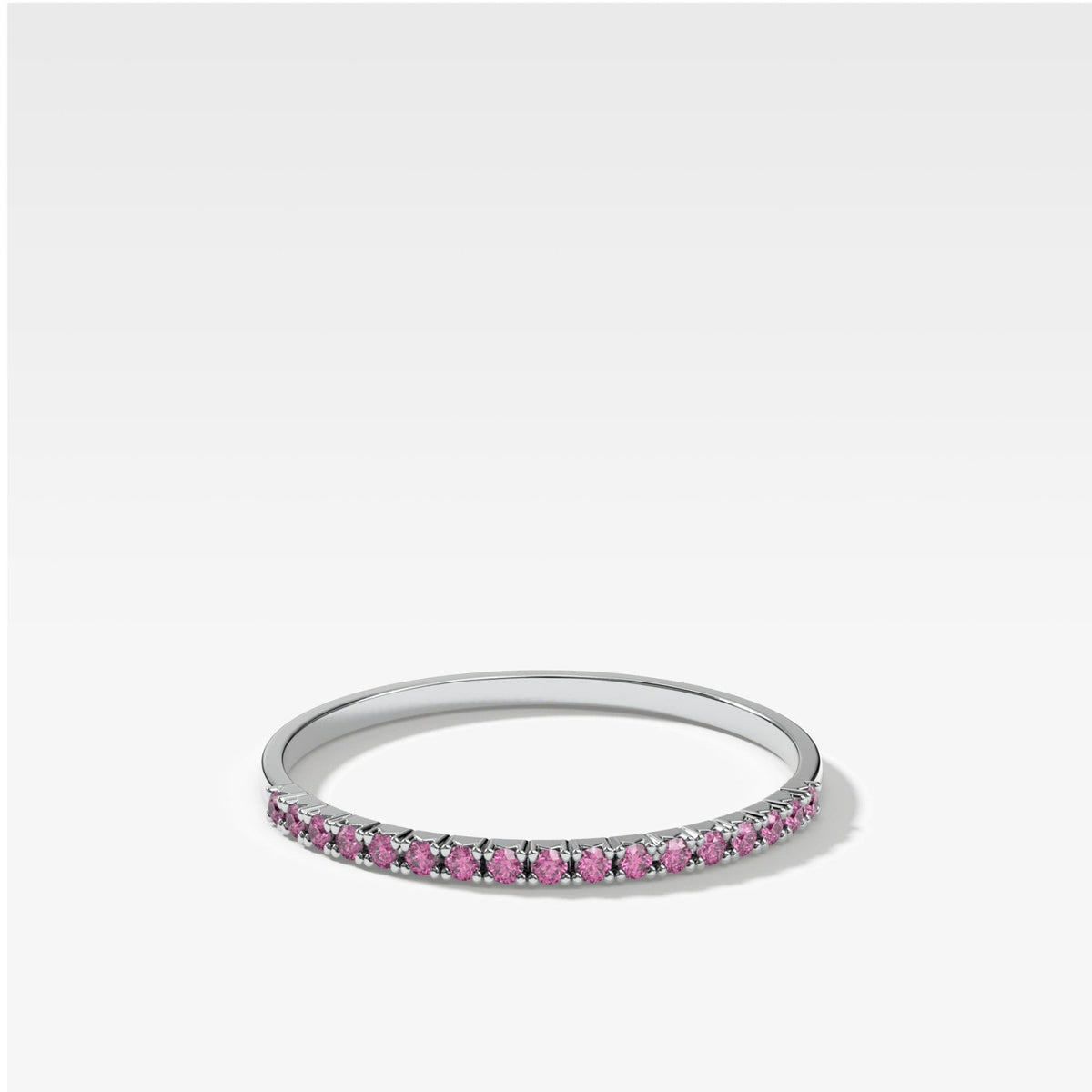 Petite French Pavé Wedding Band With Pink Sapphires - GOODSTONE