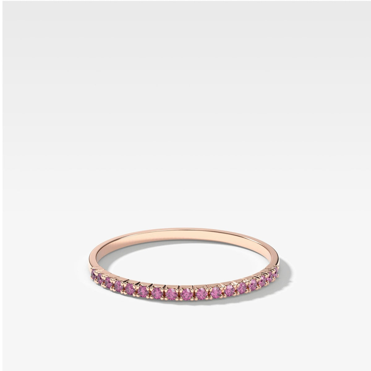 Petite French Pavé Wedding Band With Pink Sapphires - GOODSTONE