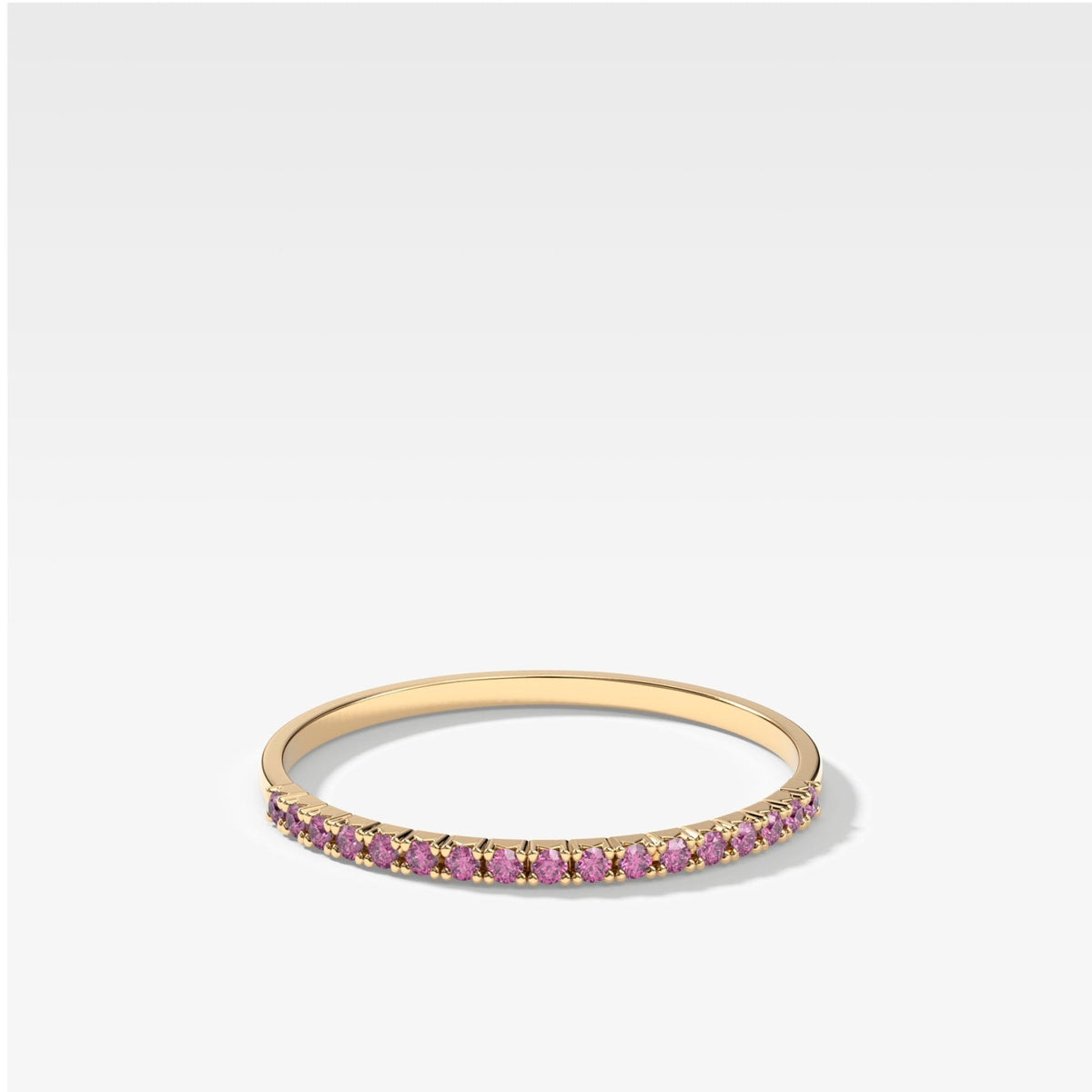 Petite French Pavé Wedding Band With Pink Sapphires - GOODSTONE