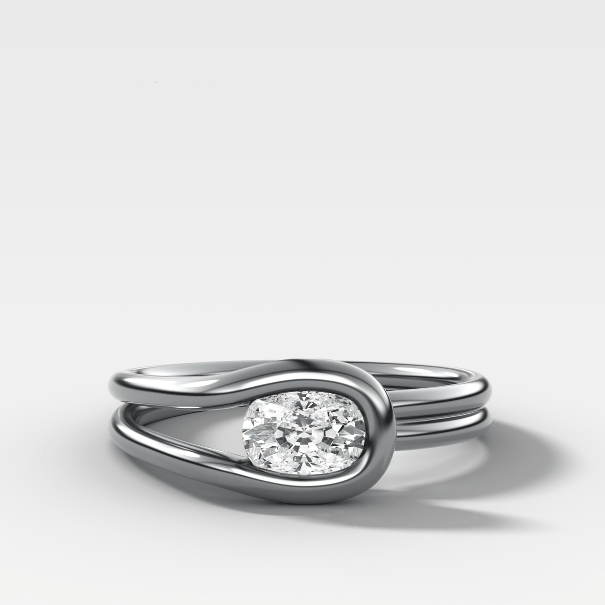 Petite Lasso Band with Elongated Cushion Cut Diamond - GOODSTONE