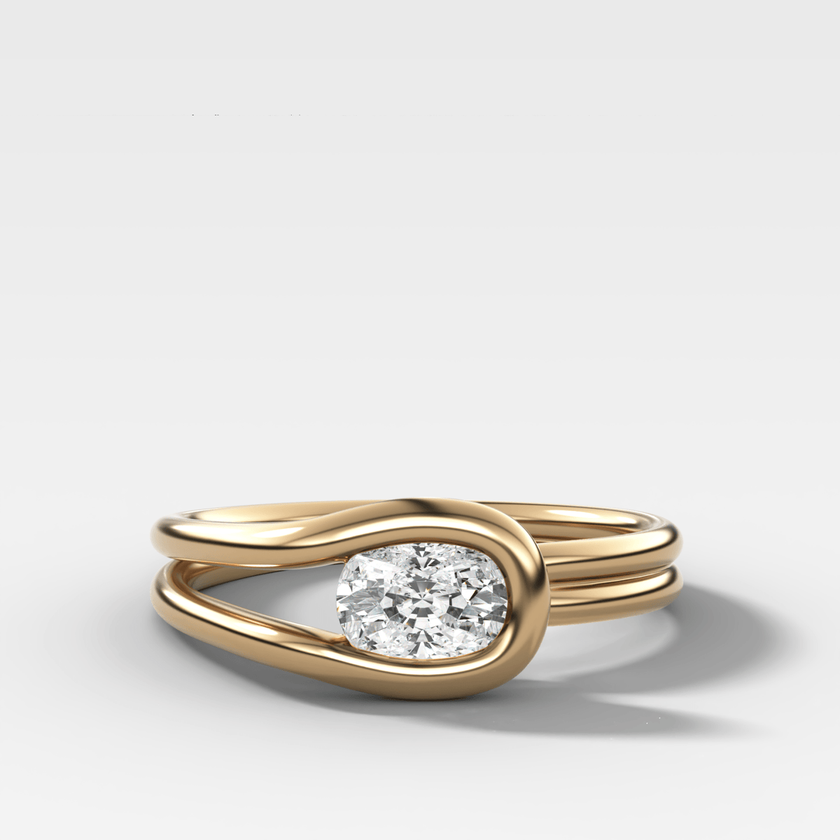 Petite Lasso Band with Elongated Cushion Cut Diamond - GOODSTONE