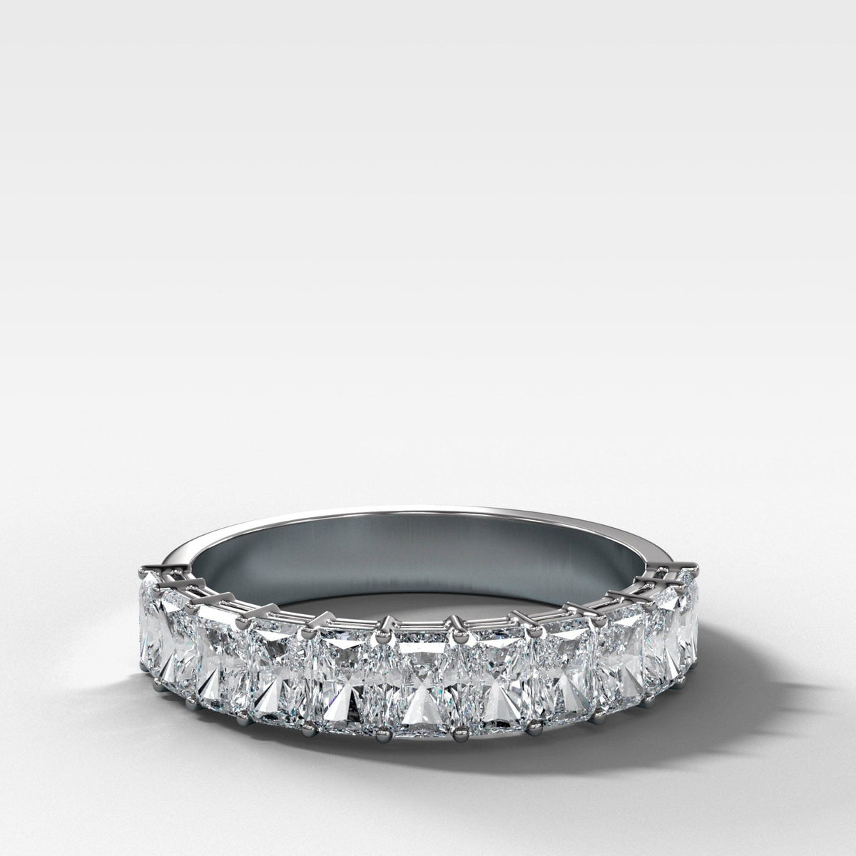 Petite Shared Prong Wedding Band with Radiant diamonds - GOODSTONE