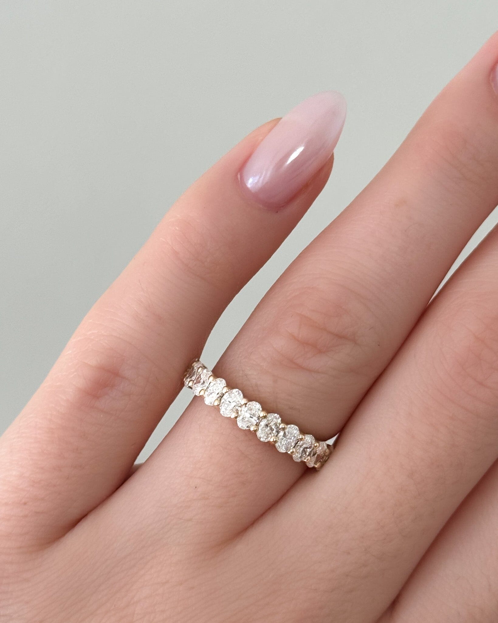 Petite Shared Prong Eternity Band with Oval diamonds Band Good Stone Inc Yellow Gold 14k Natural