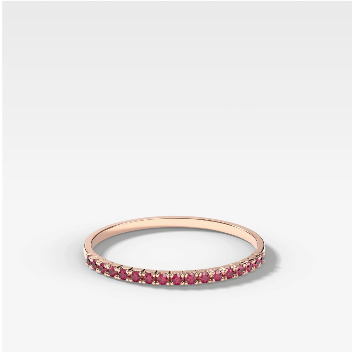 Red Ruby Petite French Pavé Wedding Band - GOODSTONE