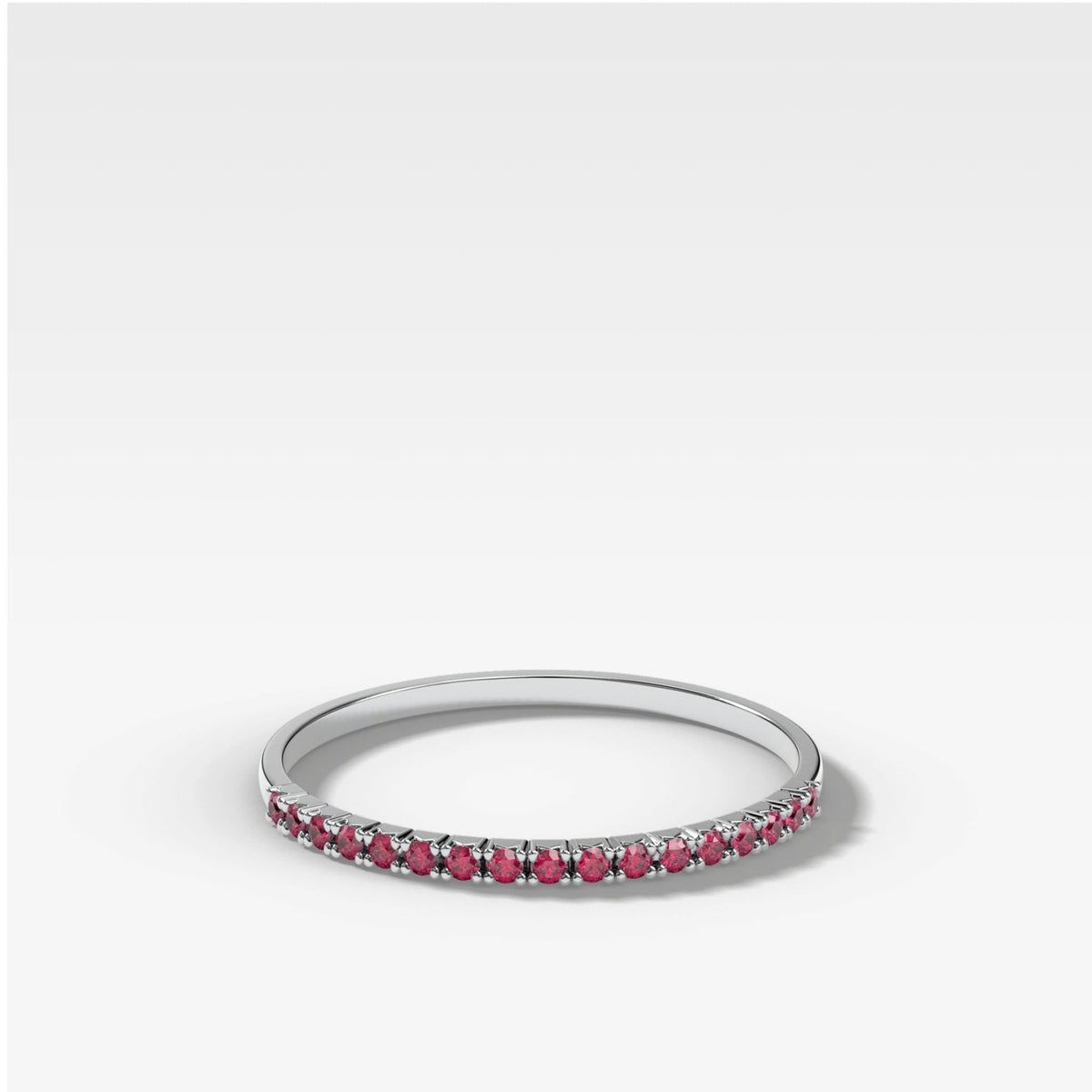 Red Ruby Petite French Pavé Wedding Band - GOODSTONE