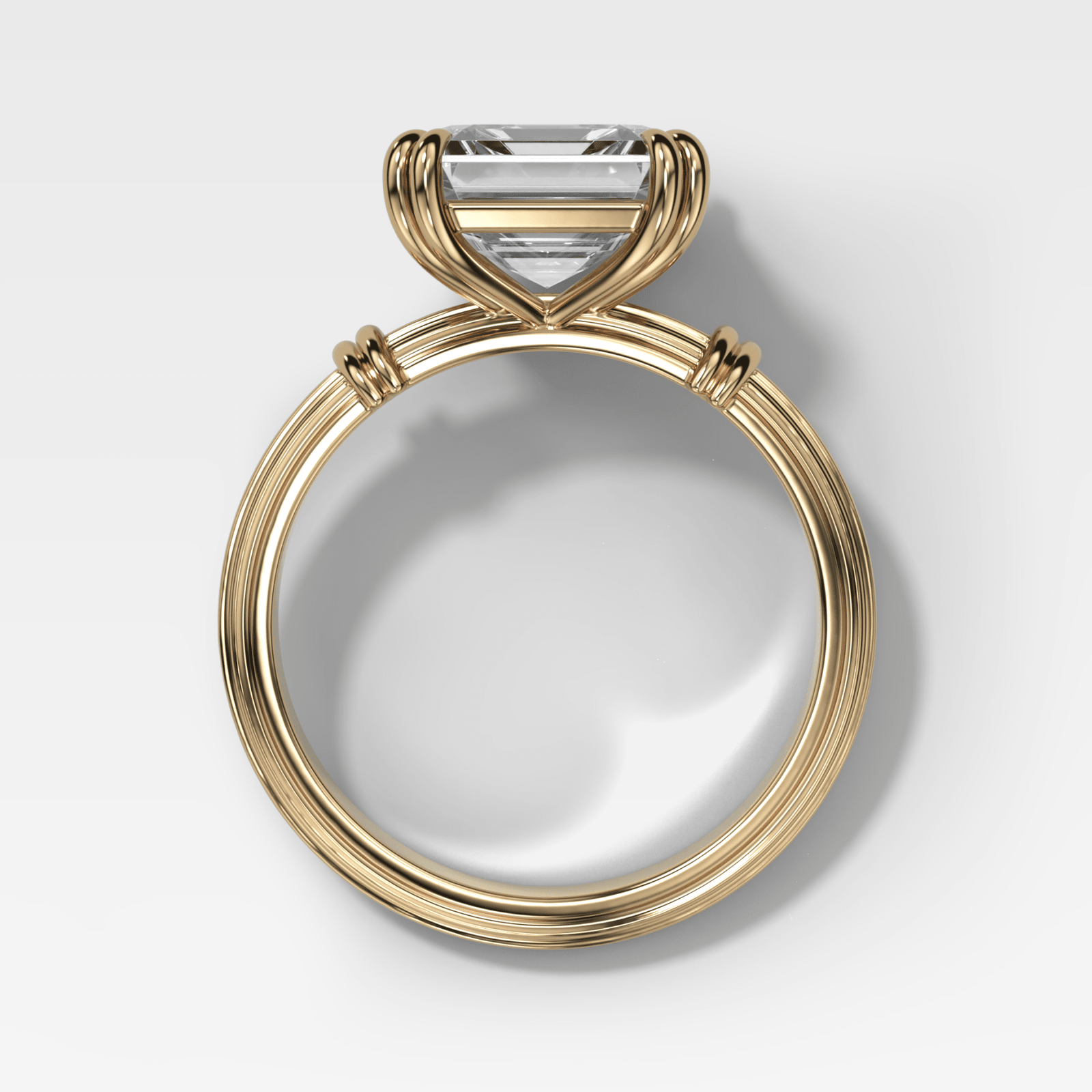 Ridged Band Knot Engagement Ring with Asscher Cut Diamond - GOODSTONE