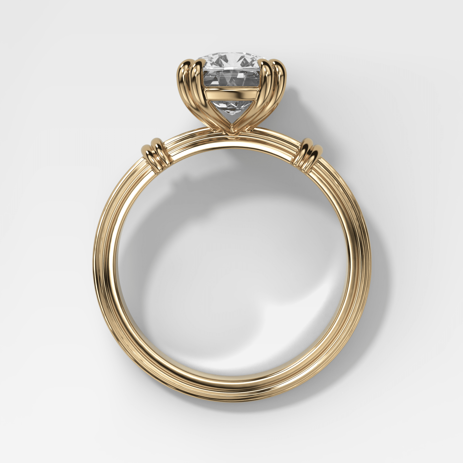 Ridged Band Knot Engagement Ring with Elongated Cushion Cut Diamond - GOODSTONE