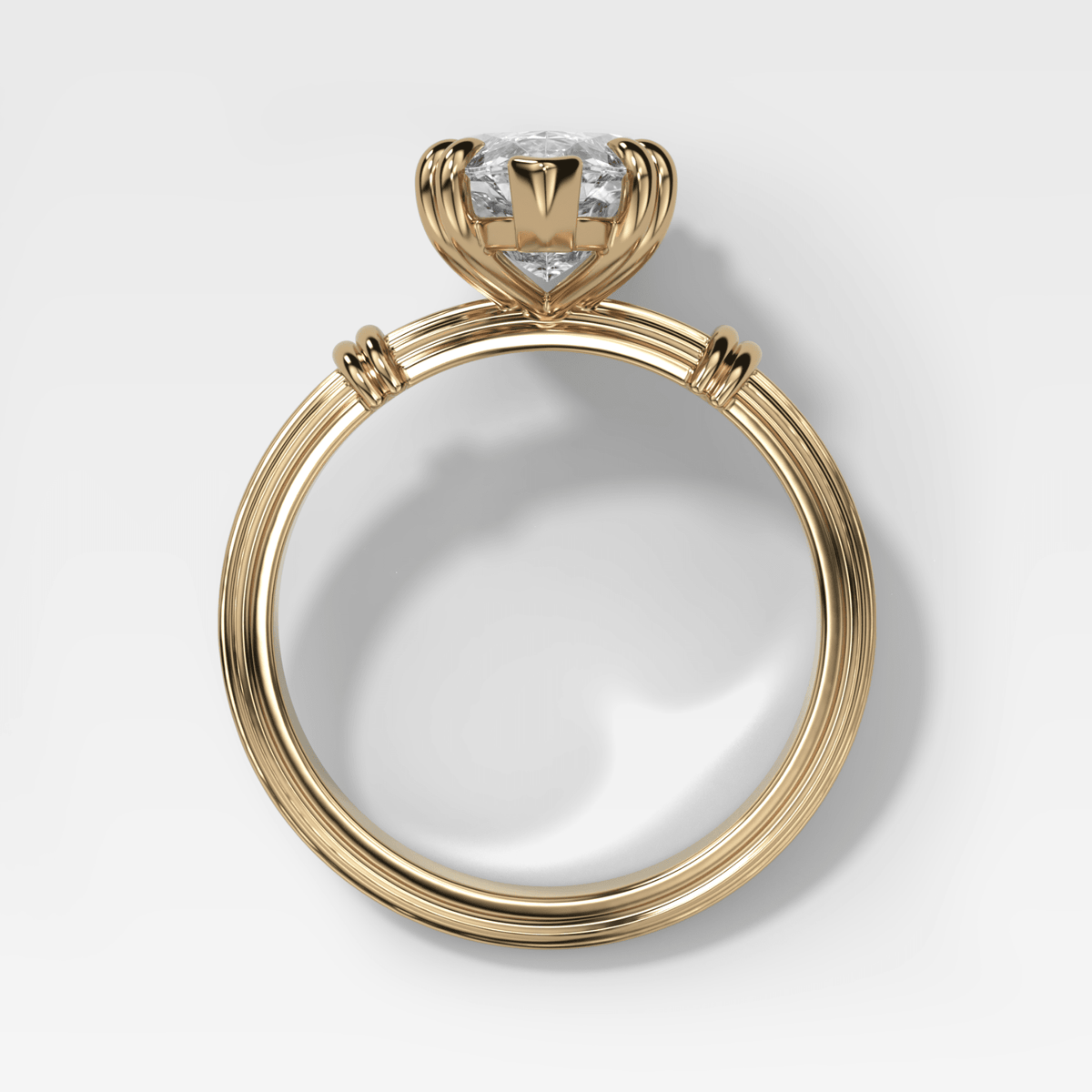 Ridged Band Knot Engagement Ring with Marquise Cut Diamond - GOODSTONE
