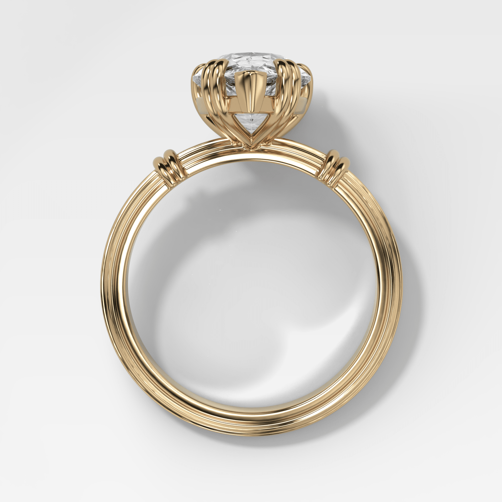 Ridged Band Knot Engagement Ring with Pear Cut Diamond - GOODSTONE