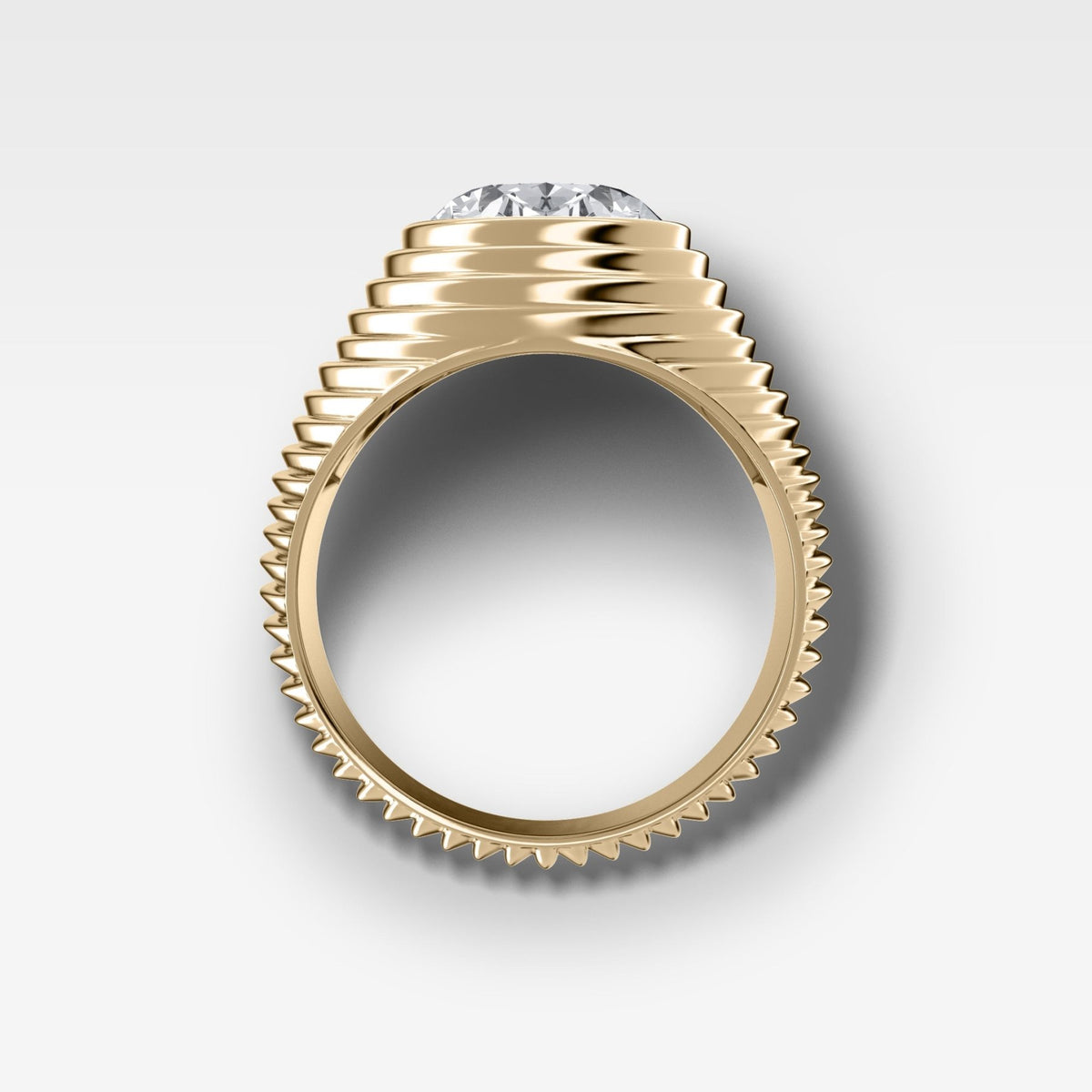 Ripple Solitaire Engagement Ring with an Oval Cut Diamond - GOODSTONE