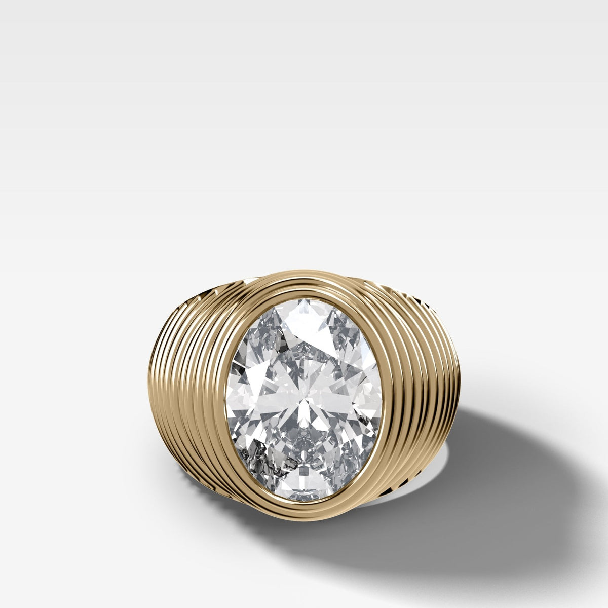 Ripple Solitaire Engagement Ring with an Oval Cut Diamond - GOODSTONE