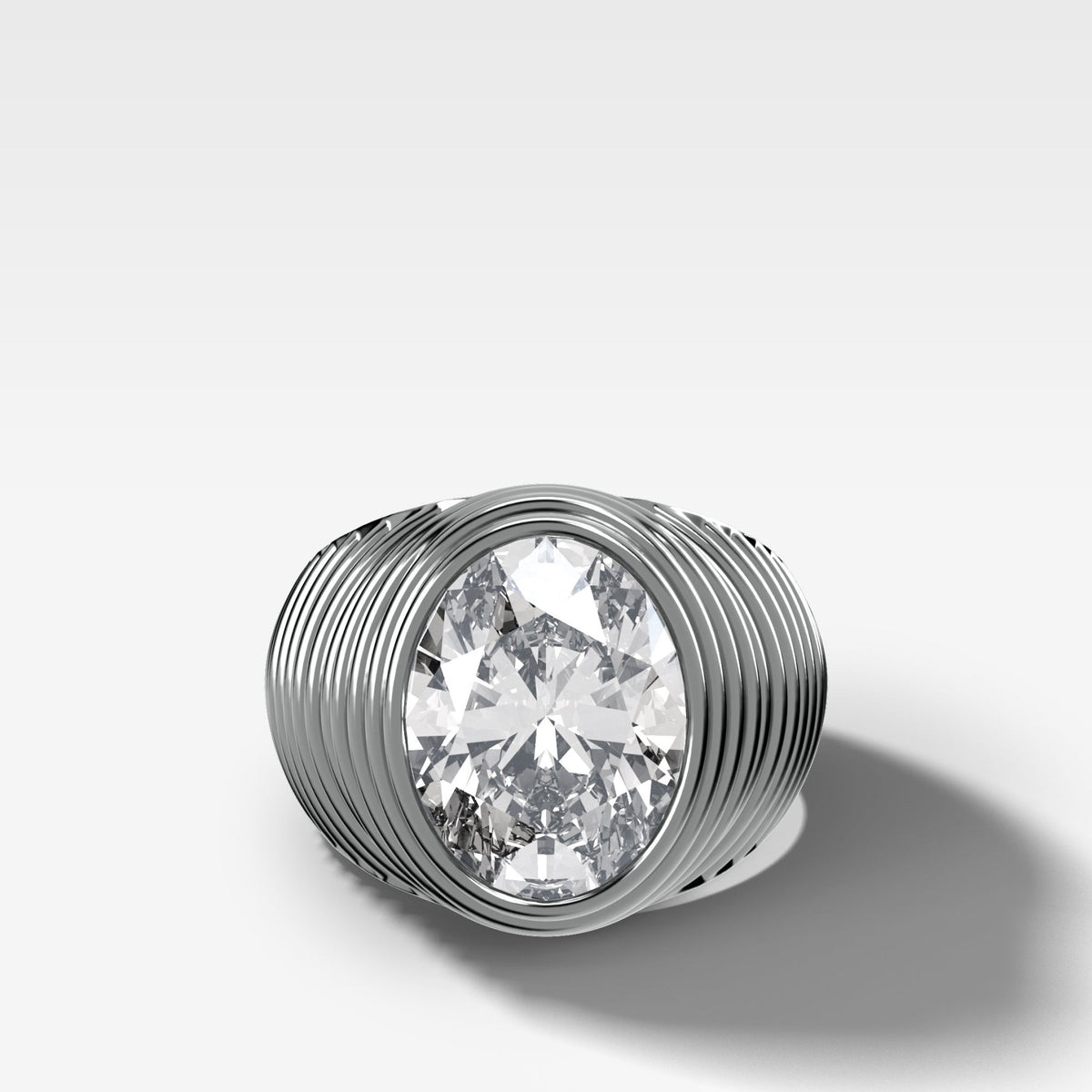 Ripple Solitaire Engagement Ring with an Oval Cut Diamond - GOODSTONE