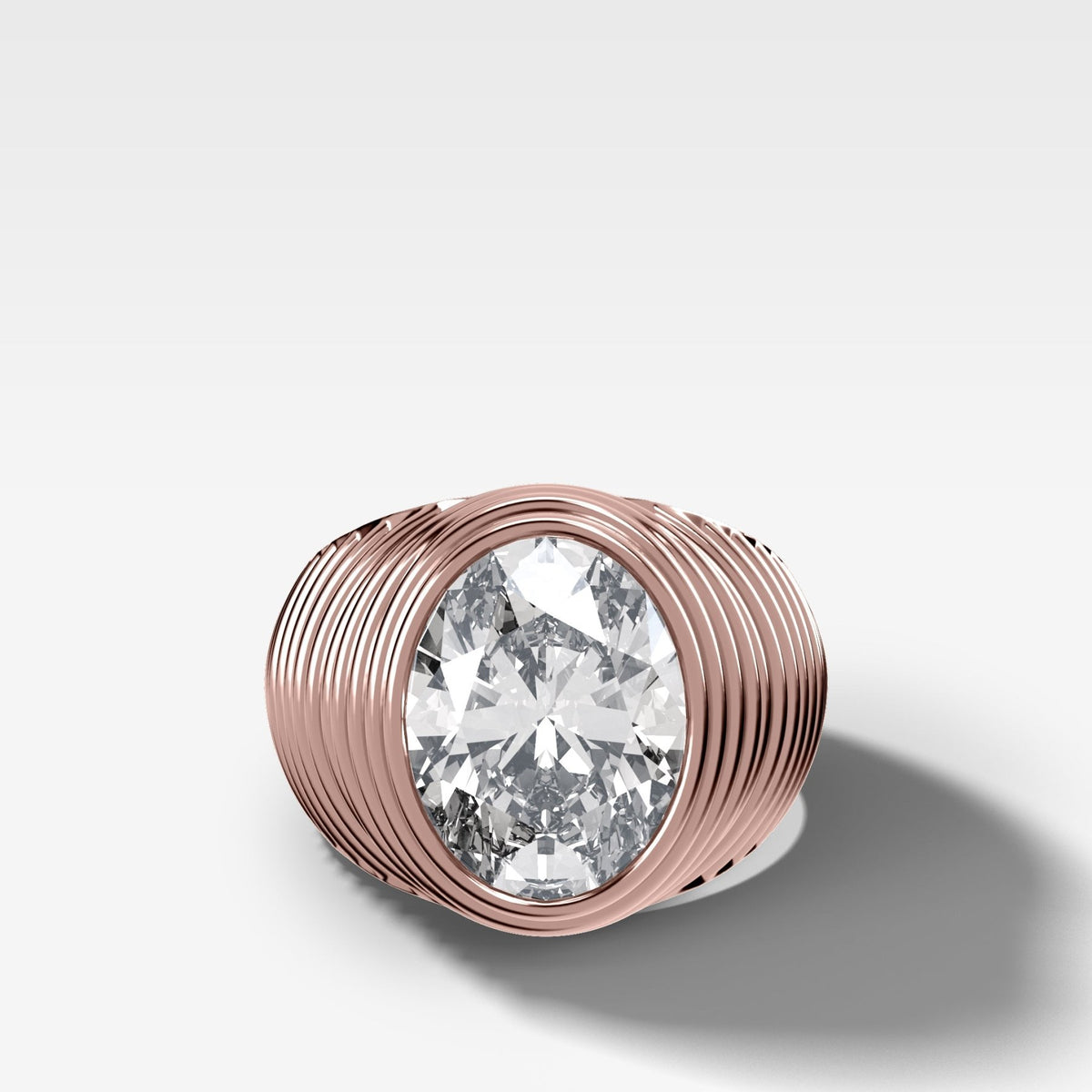 Ripple Solitaire Engagement Ring with an Oval Cut Diamond - GOODSTONE