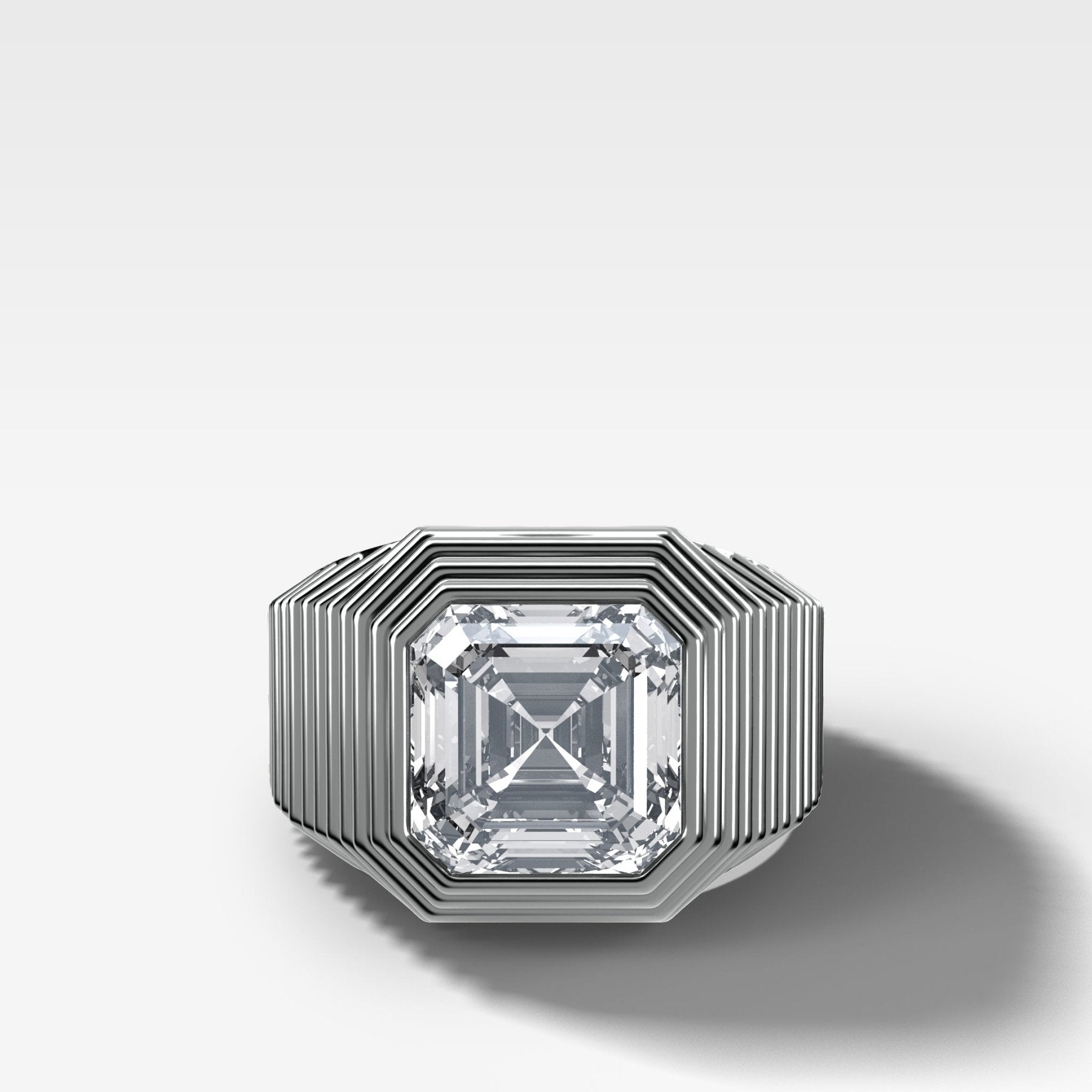 Ripple Solitaire Engagement Ring with Asscher Cut Diamond - GOODSTONE