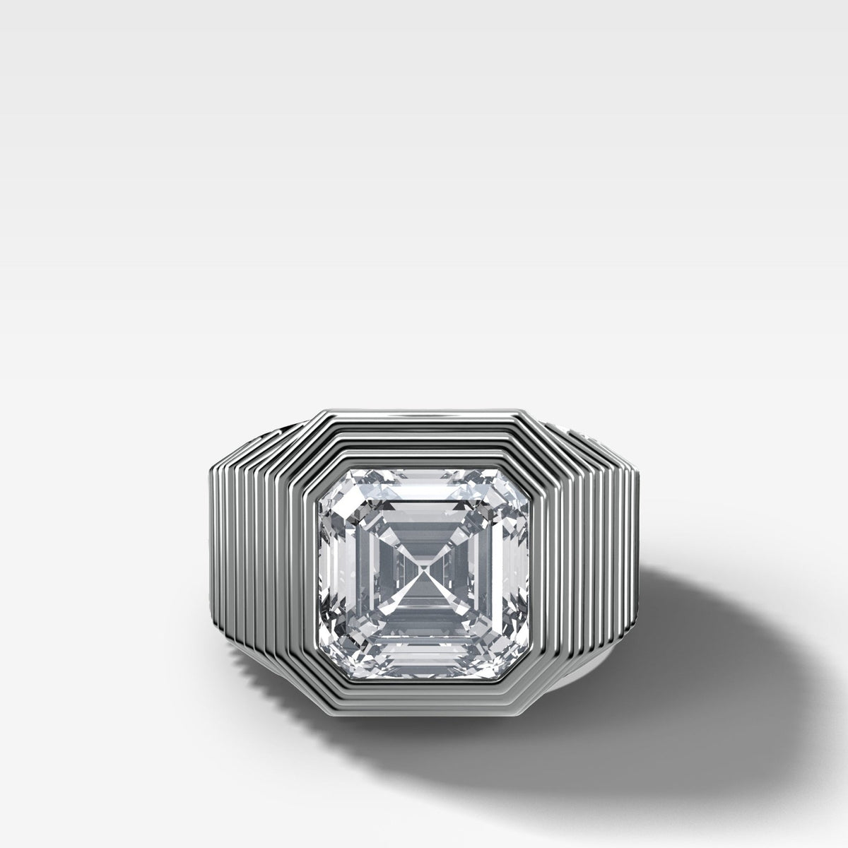Ripple Solitaire Engagement Ring with Asscher Cut Diamond - GOODSTONE