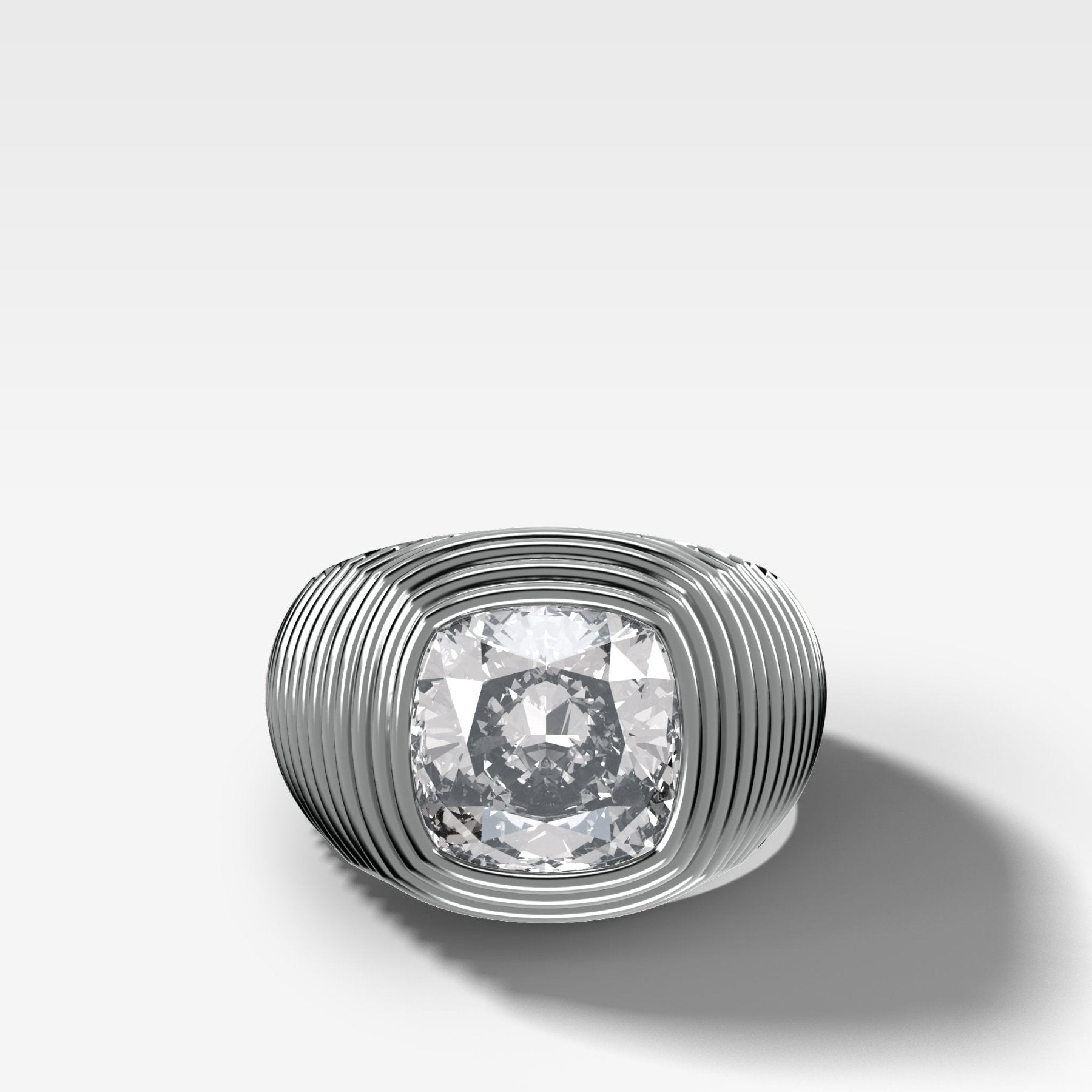 Ripple Solitaire Engagement Ring with Cushion Cut Diamond - GOODSTONE