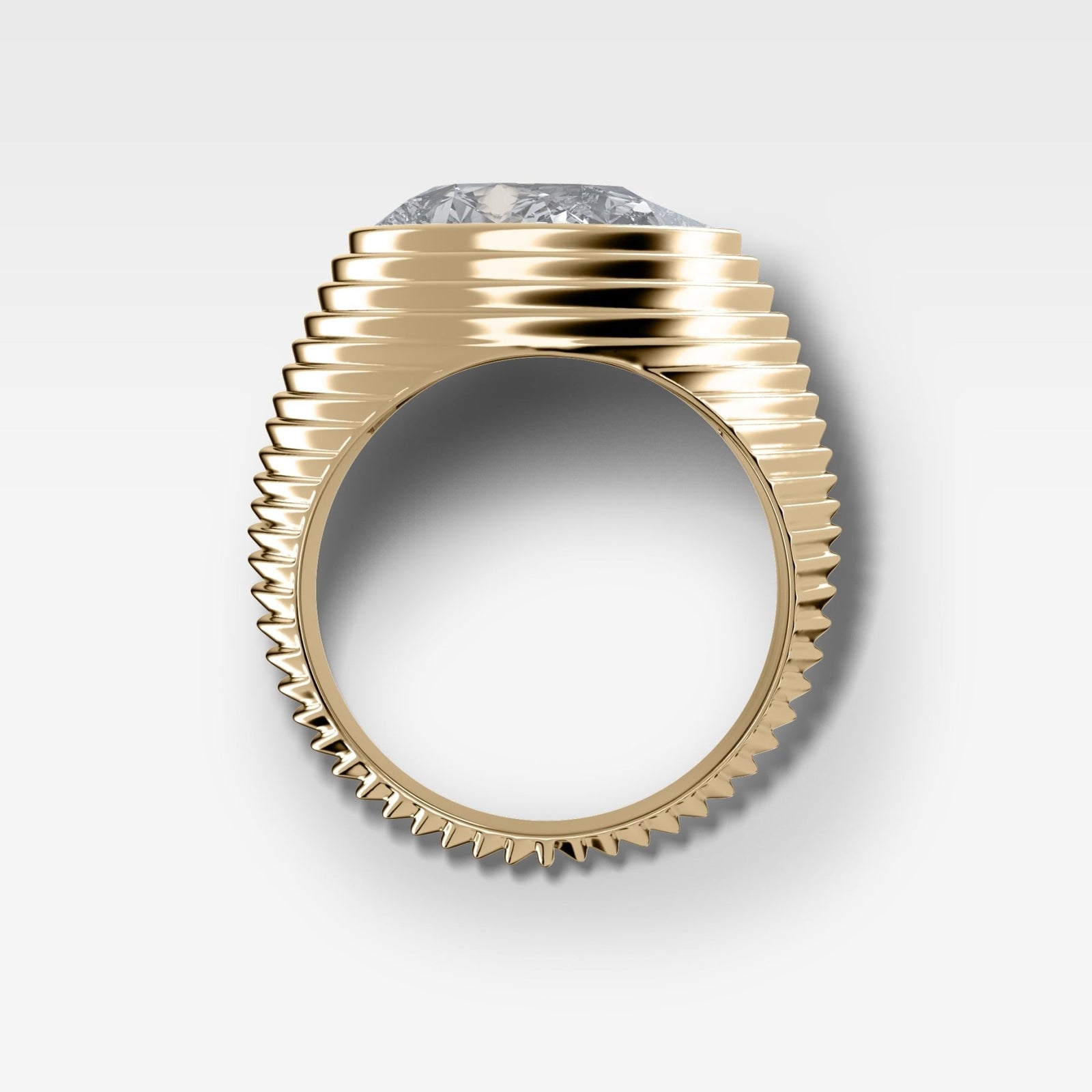 Ripple Solitaire Engagement Ring with East West Pear Cut Diamond - GOODSTONE