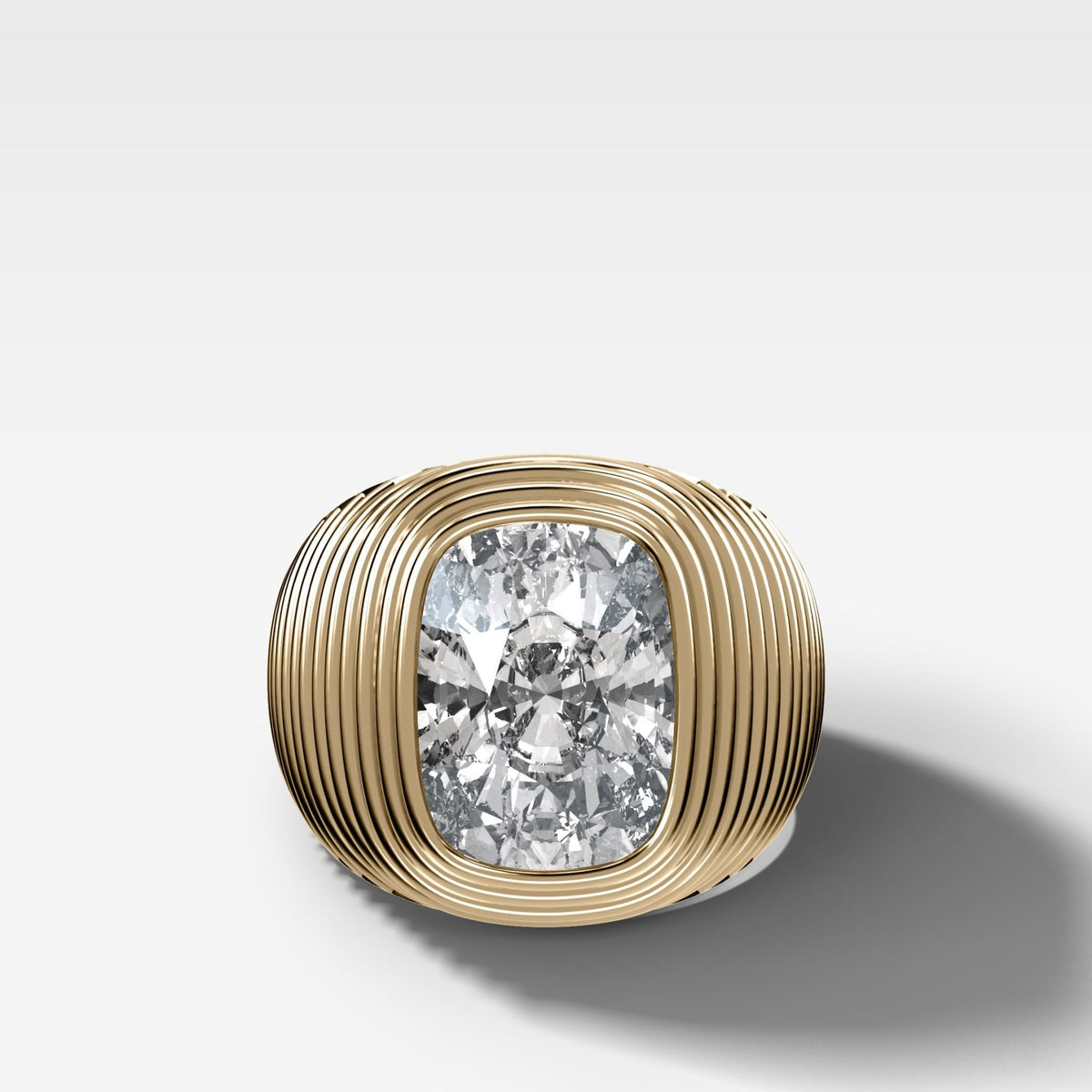 Ripple Solitaire Engagement Ring with Elongated Cushion Cut Diamond - GOODSTONE